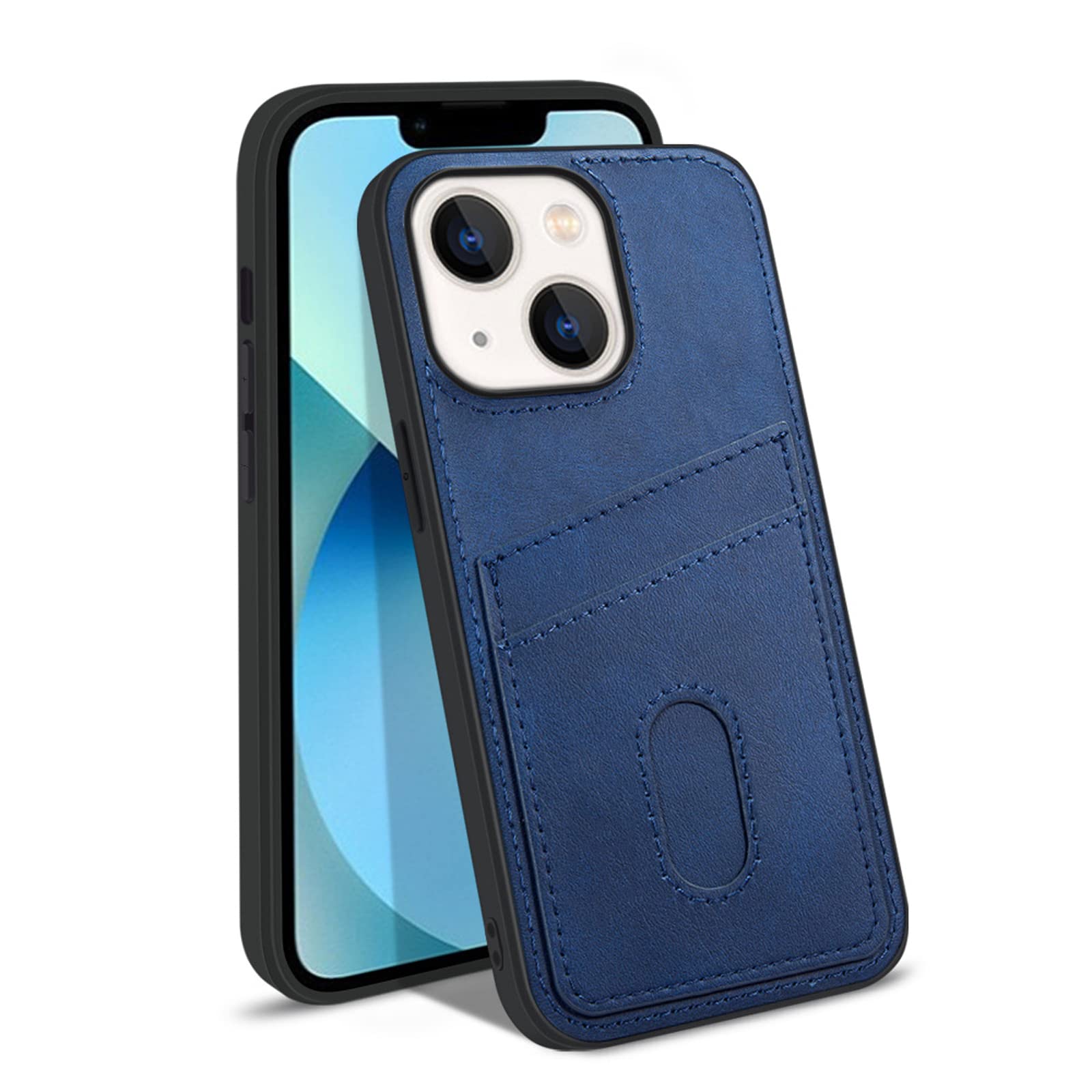 Premium Leather Wallet Case for iPhone 14/14 Plus/14 Pro/14 Pro Max - Slim Fit Shockproof Protective Phone Cover with Card Holder (Blue) | Perfect for Everyday Use, Travel & Business Meetings