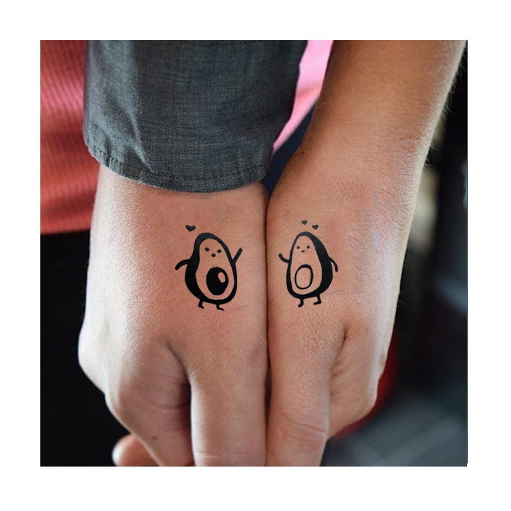 Comet Busters Couple Temporary Tattoos - Romantic Lovers Matching Set (2 Pack) - Cute Waterproof Body Art Stickers (BT035) for Date Night, Anniversary Gifts & Couple Bonding