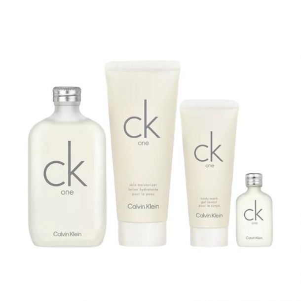 Calvin Klein CK One 4-Piece Gift Set - 200ML EDT Spray, 200ML Body Lotion, 100ML Body Wash & 15ML Mini (Unisex Fragrance) | Perfect for Gifts, Travel & Daily Use