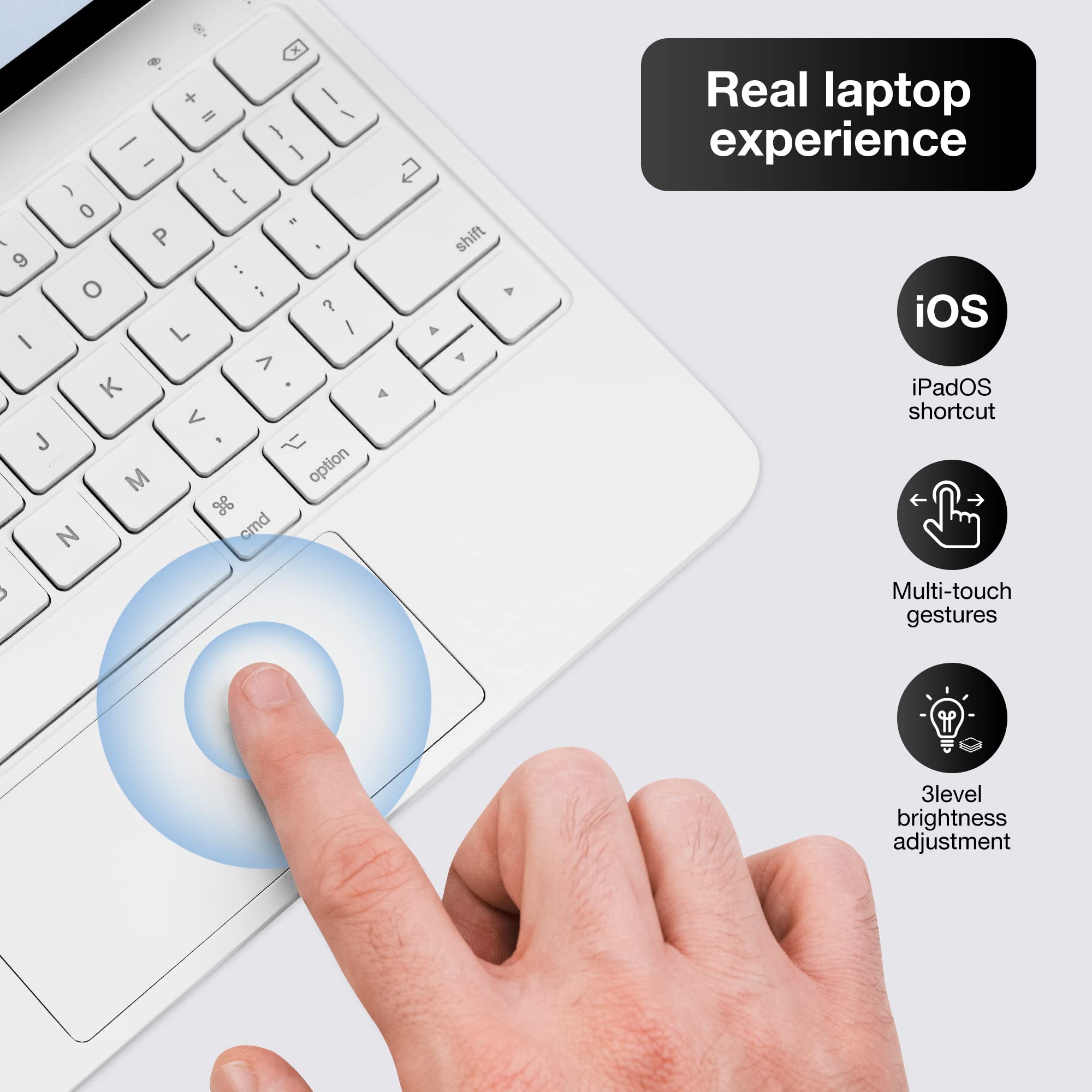 Mobee Magnetic Keyboard Case for iPad Air 13 Inch (M3/M2, 2025/2024) & iPad Pro 12.9 inch (3/4/5/6th Gen) - Backlit Multi-Touch Trackpad, Slim Protective Cover - Perfect for Work, Travel & Home Office Use