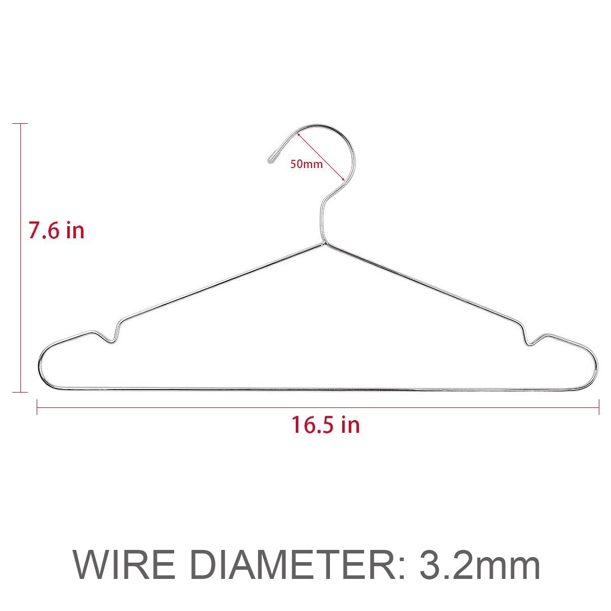 TIMMY 30 Pack Stainless Steel Heavy Duty Wire Clothes Hangers - 16.5 Inch Metal Garment Hangers for Closet Organization & Wardrobe Storage