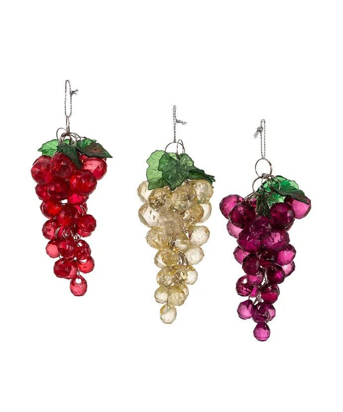 4 Pack Beaded Grape Ornaments - Handmade Decorative Fruit Accents for Christmas Tree, Home, and Party Decorations
