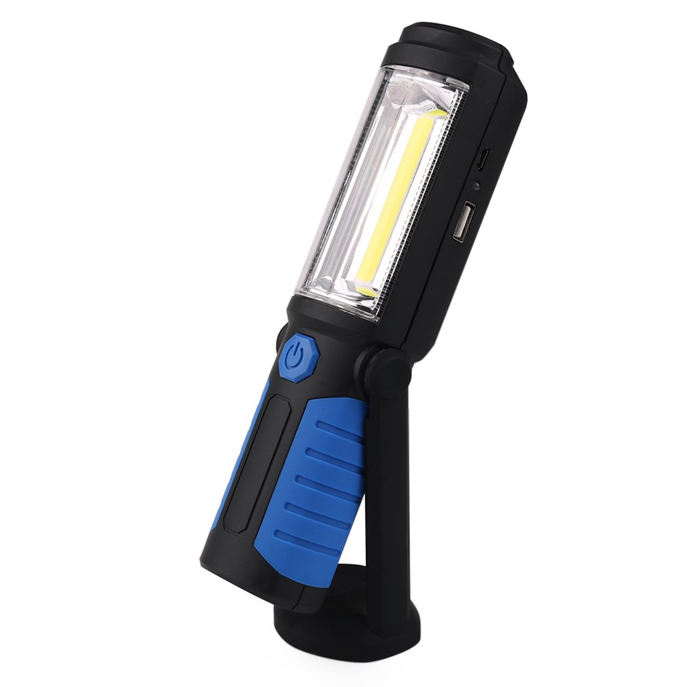Rechargeable LED Work Light with Magnetic Base - 2200mAh COB Flashlight, Handheld Inspection Lamp for Outdoor Camping, Hiking, Garage & Emergency Use - Cordless Torch with Hanging Hook for Mechanics, DIY, Car Repair & Power Outages