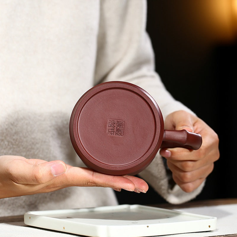 Premium Yixing Purple Clay Pine Crane Tea Cup - Handcrafted Chinese Ceramic Teacup for Gongfu Tea Ceremony, Gift for Tea Lovers - Perfect for Relaxing Tea Time & Zen Meditation