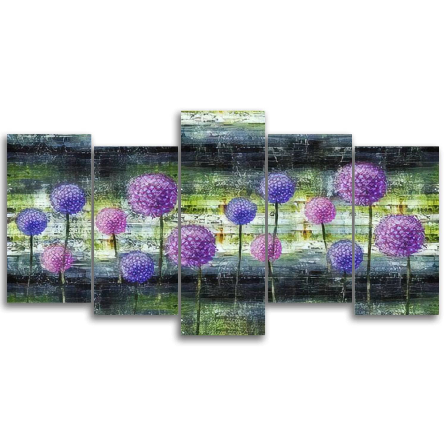 Abstract Floral Oil Painting Canvas Wall Art - 5 Panel Modern Flower Print Picture for Living Room & Bedroom Decor | Perfect for Home, Office & Gift Giving