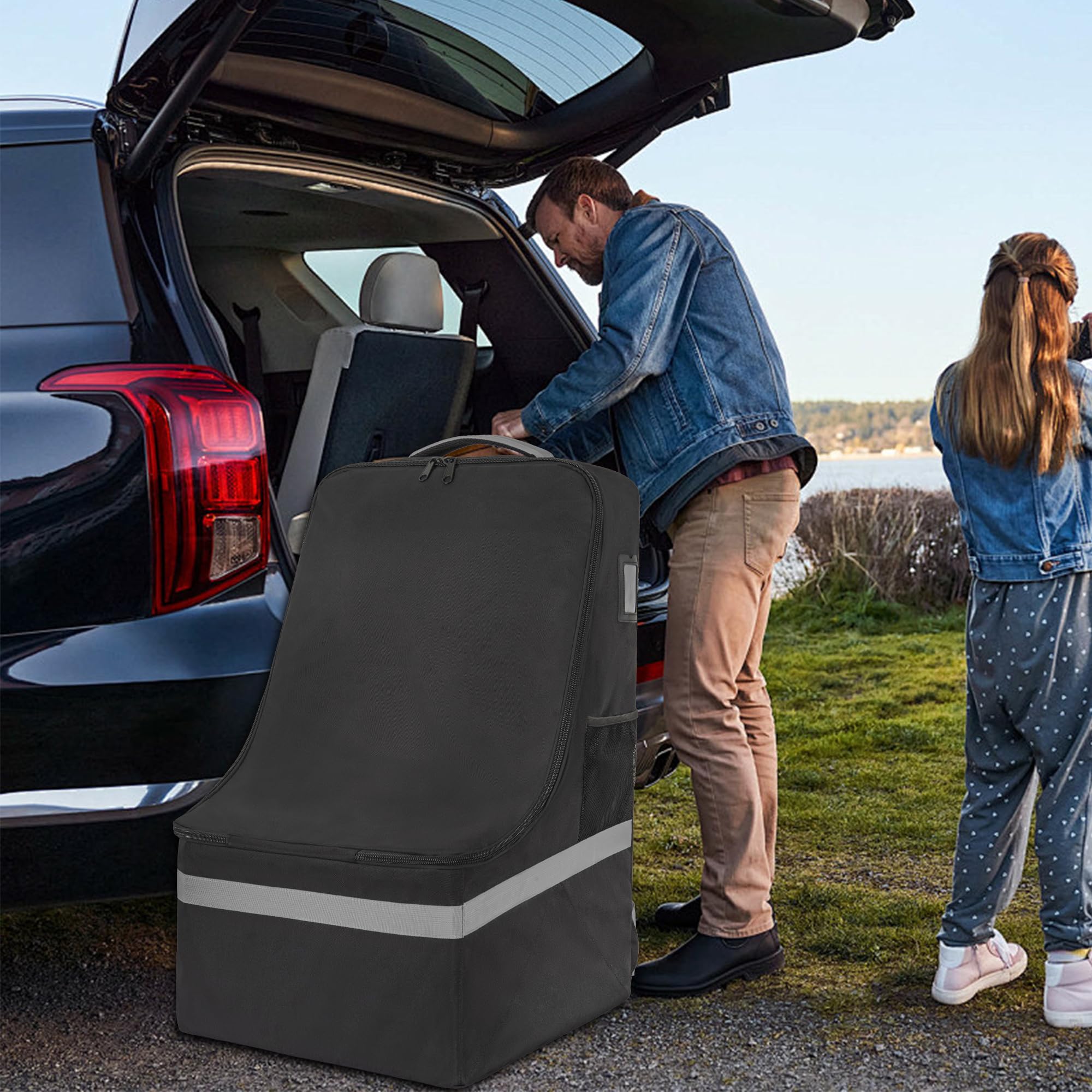 Heavy Duty Car Seat Travel Bag for Airplane - Waterproof Gate Check Car Seat Backpack with Adjustable Shoulder Strap | Perfect for Air Travel, Road Trips & Baby Gear Storage