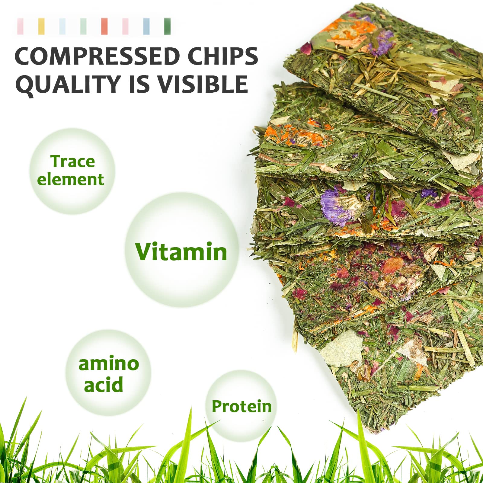 Natural Timothy Hay Chew Treats for Rabbits, Chinchillas, Guinea Pigs & Hamsters - Dental Health Small Animal Snacks - Perfect for Cage Enrichment & Chewing Instincts (5-Pack)