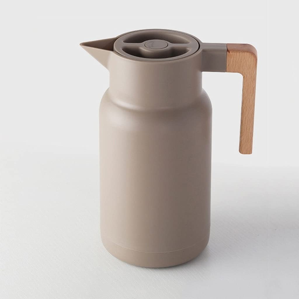 CUJUX 1L Glass Vacuum Insulated Thermos Flask - Double Wall Stainless Steel Hot Water Bottle for Coffee, Tea & Beverages - Ideal for Office, Home & Outdoor Use (Brown)