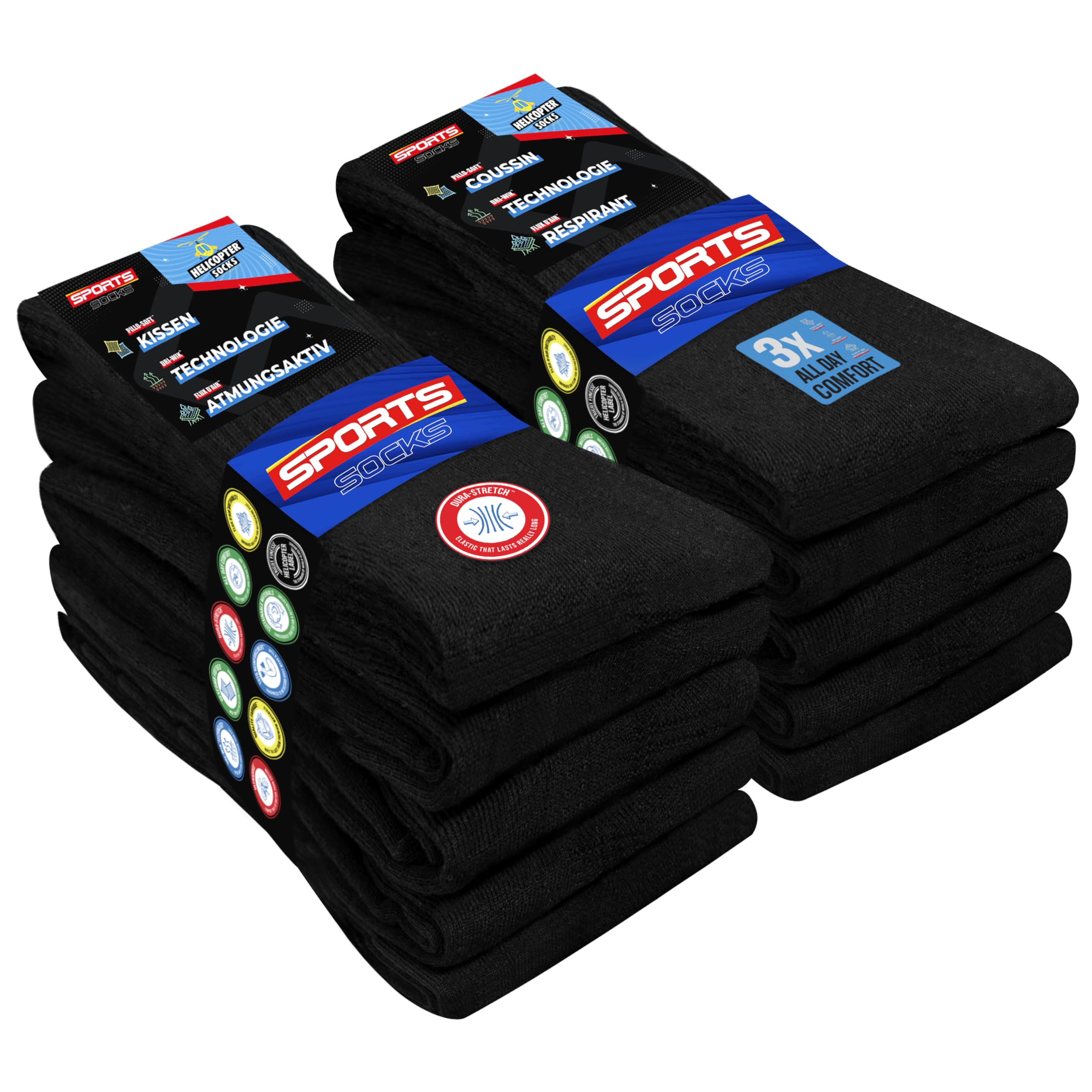 Men's Athletic Cushioned Crew Socks 10-Pack - Breathable Moisture-Wicking Sports Socks for Running, Gym & Workout - 10 Pairs Comfortable Performance Socks