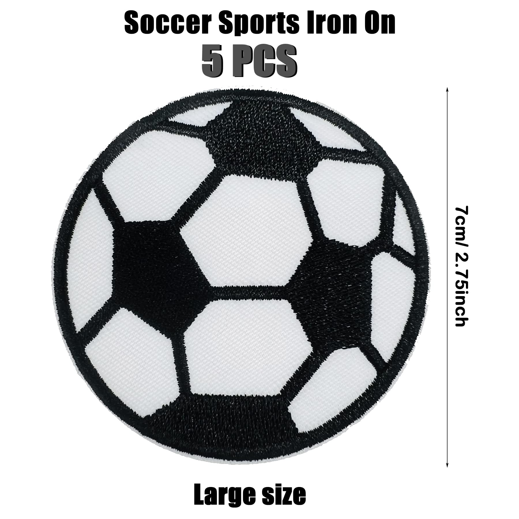 15PCS Soccer Ball Iron On Patches - Embroidered Sewing Repair Patches for Jeans & Clothing - DIY Fabric Applique - Black (JM002001) - Perfect for Customizing Jackets, Bags & DIY Crafts