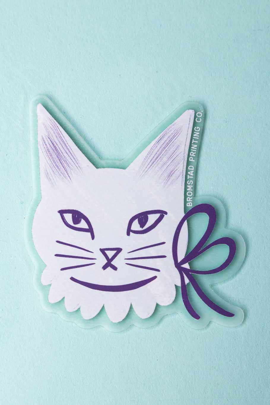 Ribbon Cat Clear Sticker - Adorable Cat Design for Scrapbooking, DIY Crafts, and Home Decor - Perfect for Laptops, Water Bottles, and Gift Wrapping