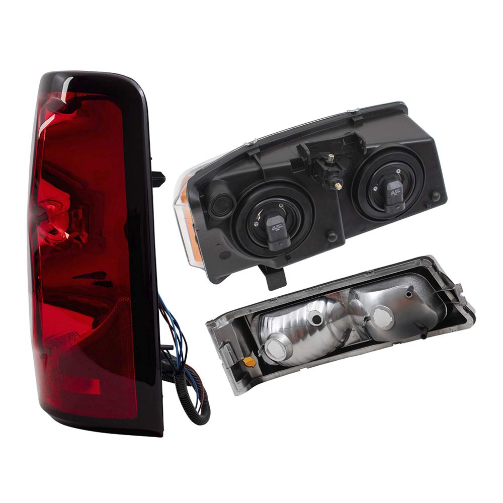 Brock Replacement 6-Piece Headlight & Taillight Kit with Parking Signal Lamps - Compatible with Various Car Models for Enhanced Night Driving Safety