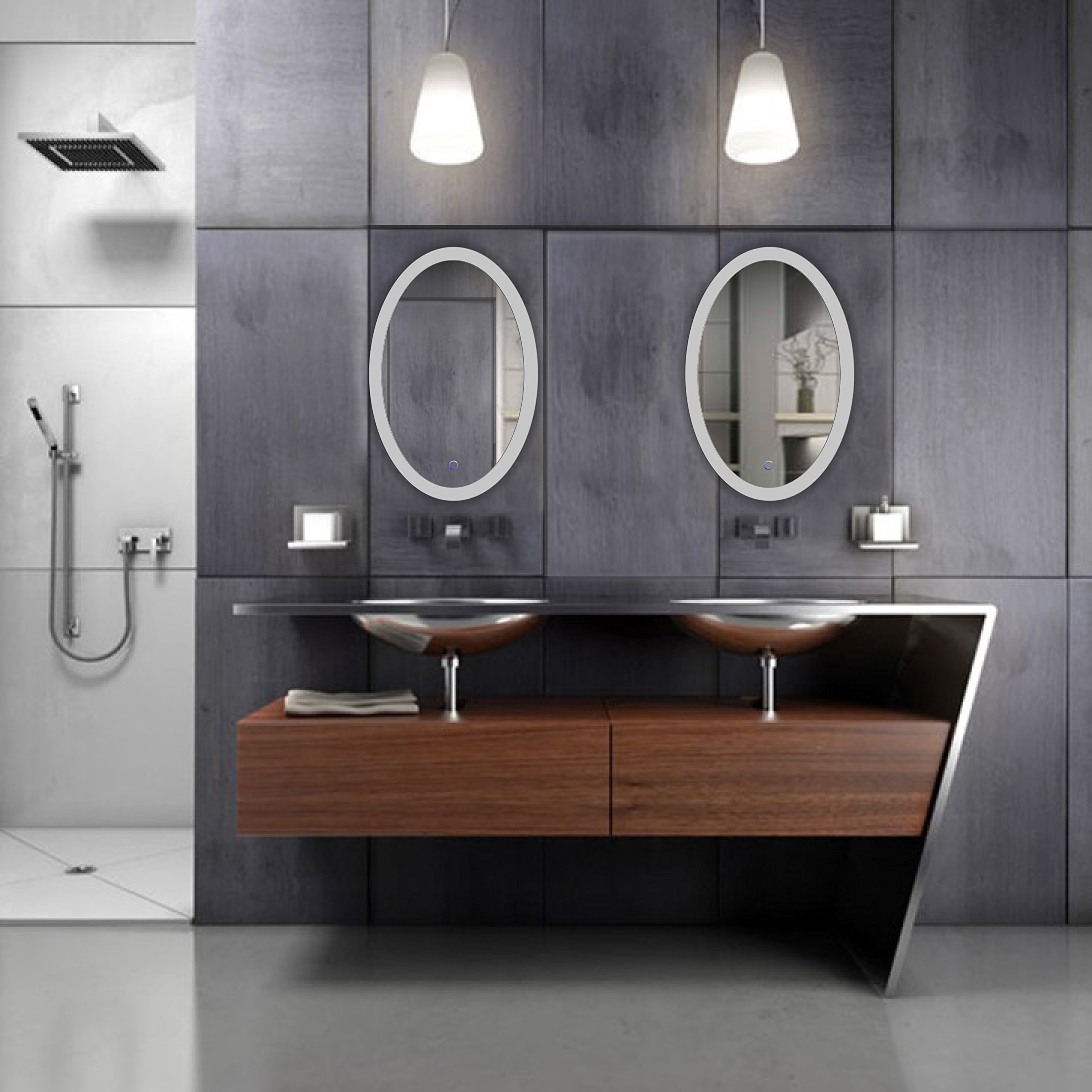 Krugg 20x30 Inch Oval LED Bathroom Mirror with Dimmer & Defogger - Vertical/Horizontal Wall Mount Vanity Mirror for Makeup, Shaving & Home Decor