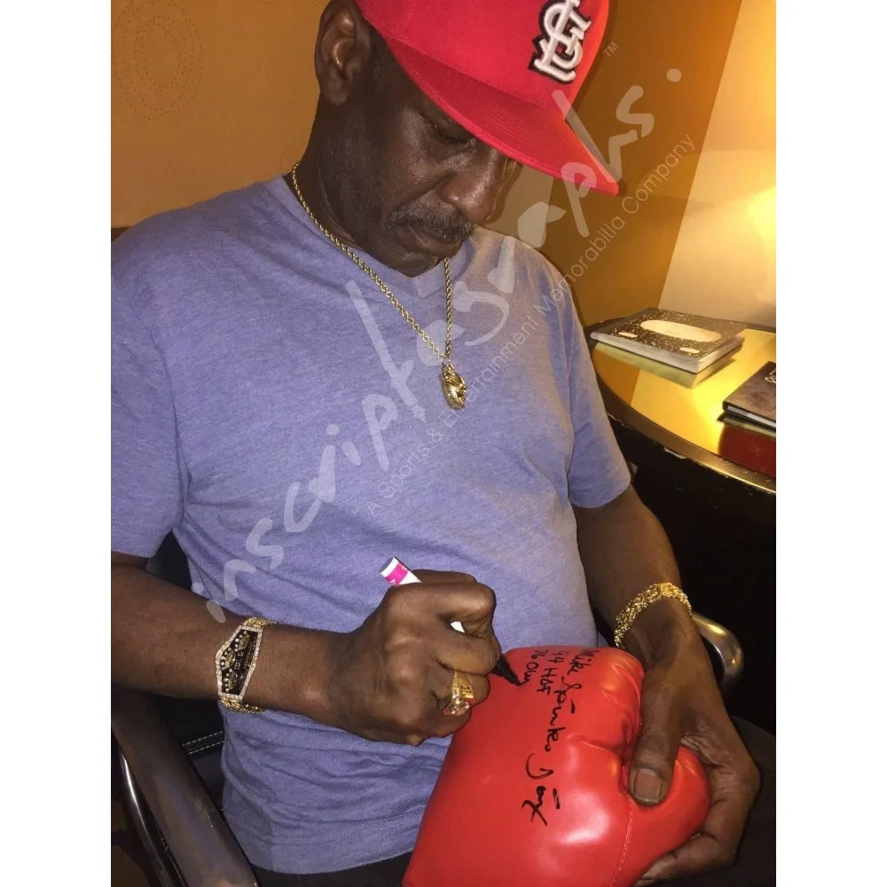Michael Spinks Autographed Boxing Glove with COA - Signed by Leon - Collectible Memorabilia for Boxing Fans & Sports Enthusiasts - Perfect for Display in Man Cave, Sports Bar, or Gift for Boxing Lovers