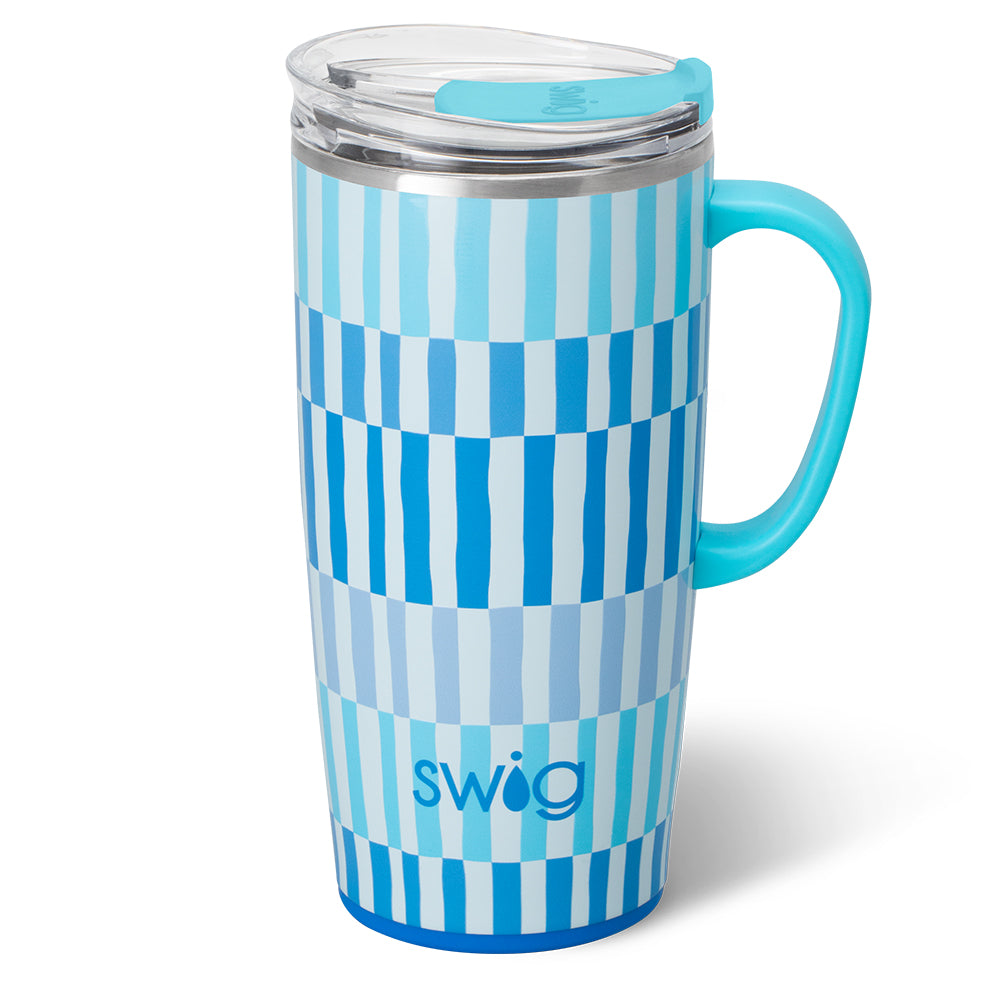 Premium 22oz Glacier Stripe Insulated Travel Mug - Leak-Proof Stainless Steel Coffee Tumbler for Hot & Cold Drinks - Perfect for Commuting, Camping & Office Use