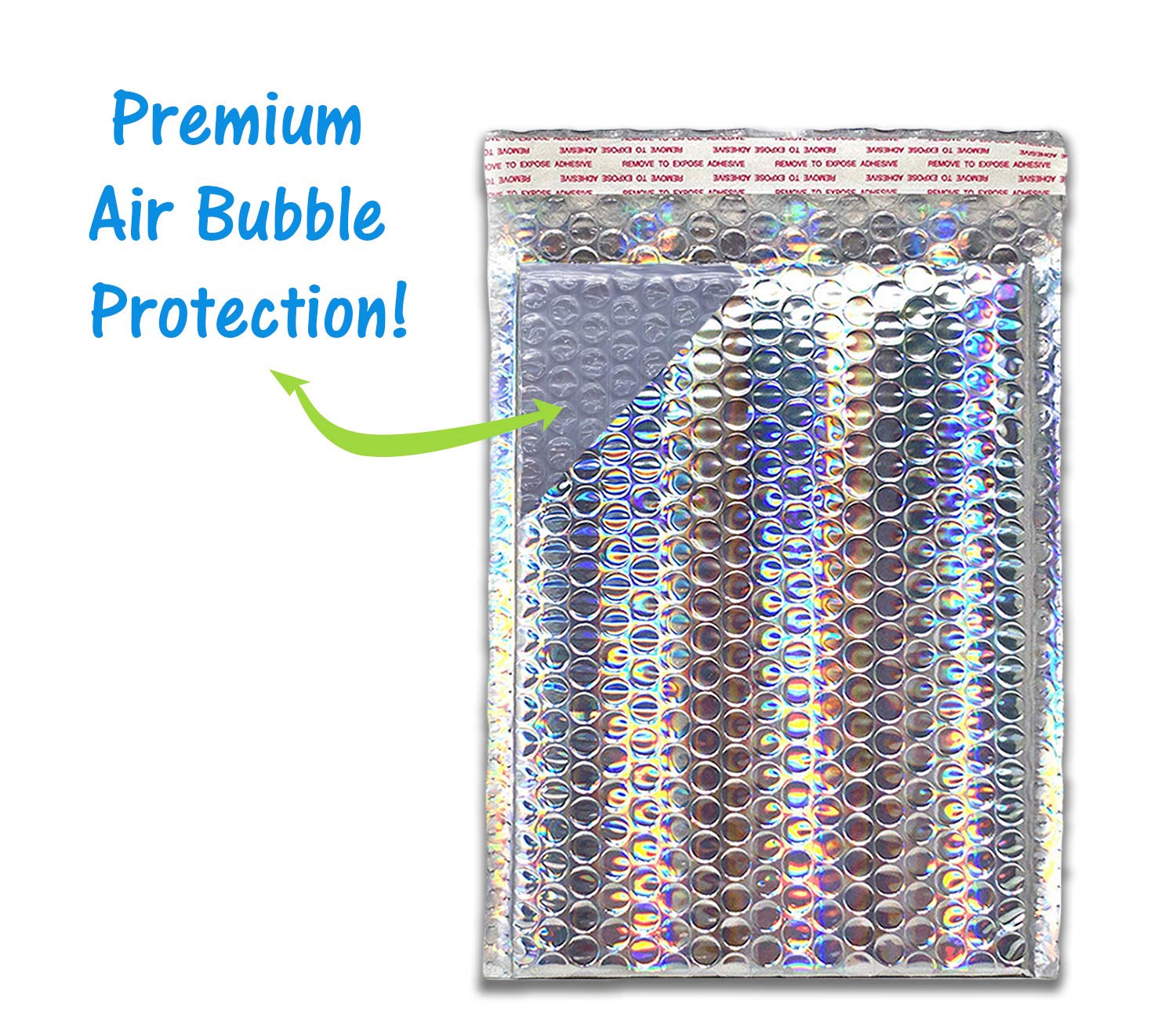 Large Metallic Holographic Bubble Mailers 10x14 Inches (9.5x13.5
