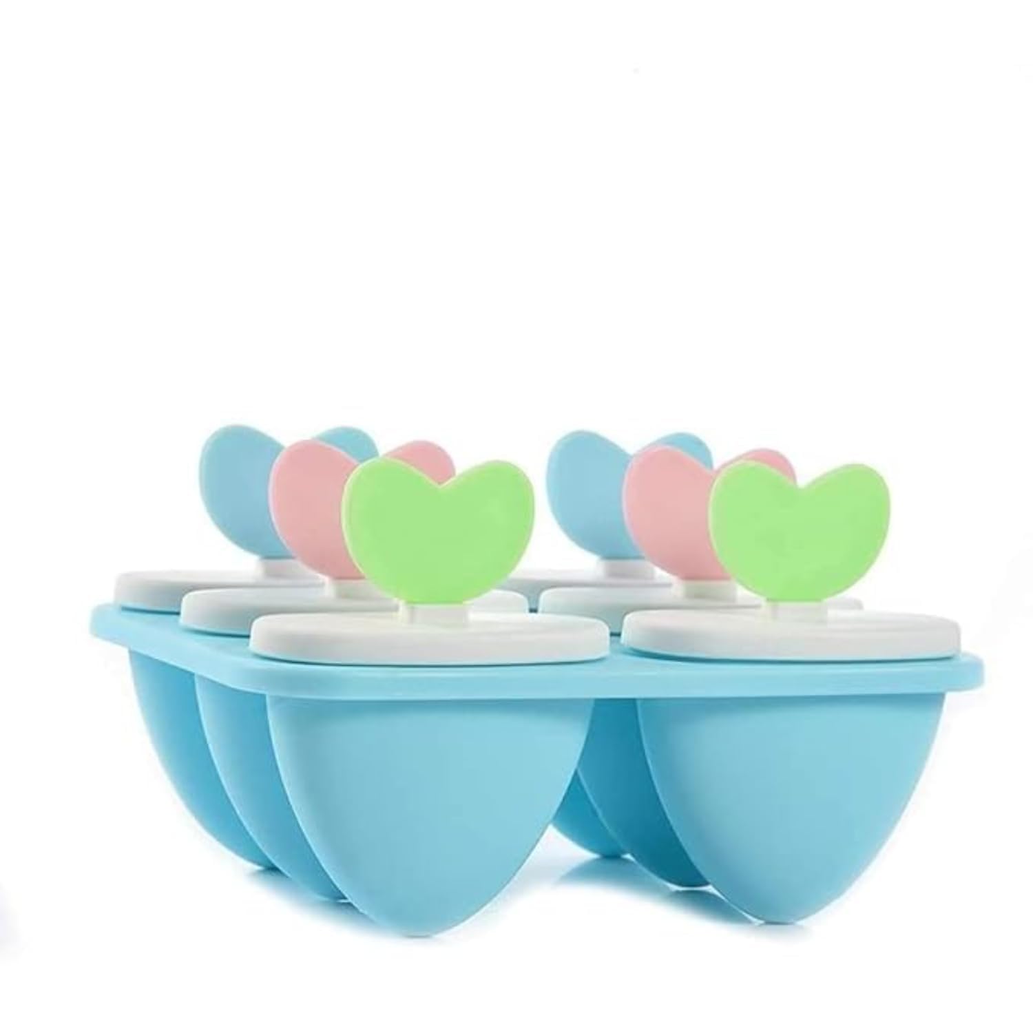GRANTH ENTERPRISE Ice Pop Makers - 6 Popsicle Molds with Heart-Shaped Candy Design, Reusable BPA-Free Plastic Ice Cream Tray for Kids & Adults - Perfect for Summer Parties, Backyard BBQs and Family Fun