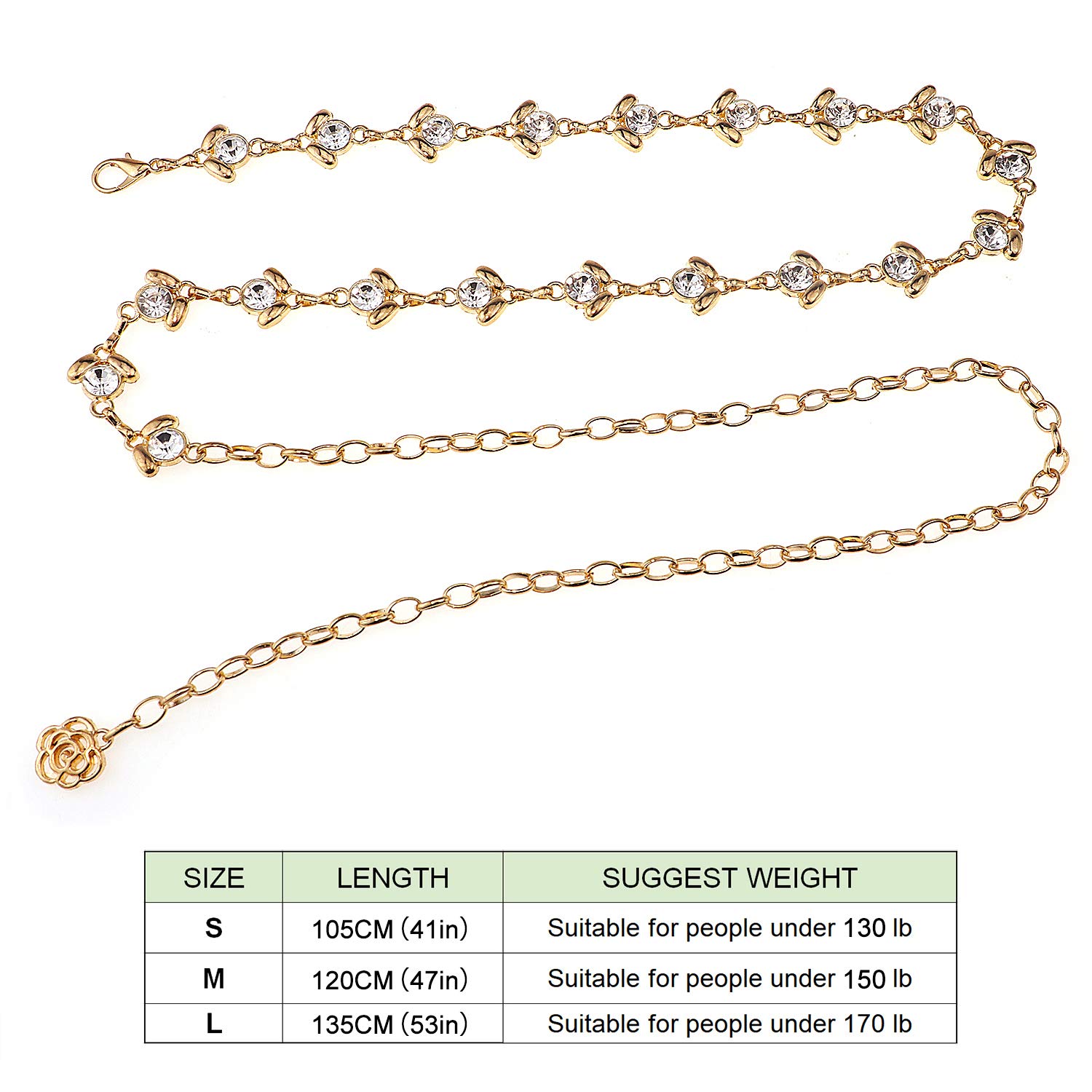 Glamorstar Women's Rhinestone Crystal Chain Belt - Elegant Waist Belt for Dresses, Parties & Special Occasions | Perfect Gift for Women & Fashion Accessory