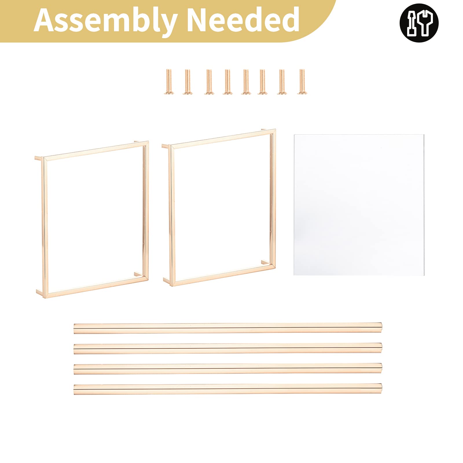 10-Pack Nuptio 15.75 Inch Tall Gold Wedding Vases with Acrylic Panels - Elegant Floral Centerpieces for Wedding Tables, Home Decor, Party & Event Decorations - Perfect for Weddings, Anniversaries, and Special Occasions