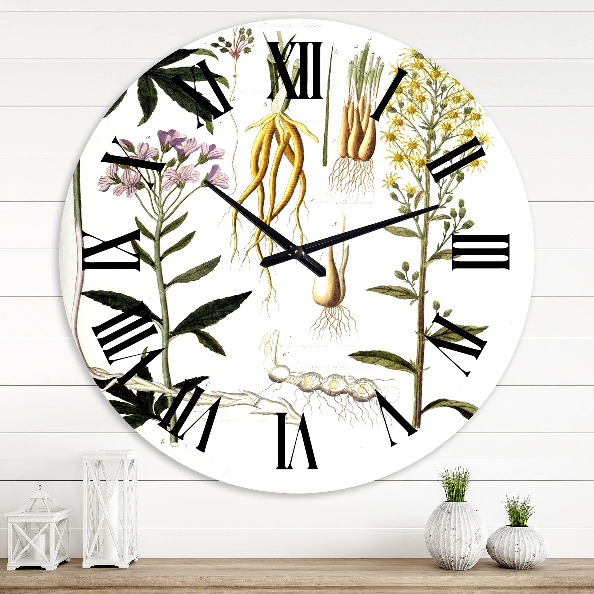 Vintage Farmhouse Wall Clock - Floral & Botanical Decor, Large Rustic Wall Clock for Home, Office, Living Room, Kitchen | Perfect for Farmhouse, Cottage, Vintage Style Decor