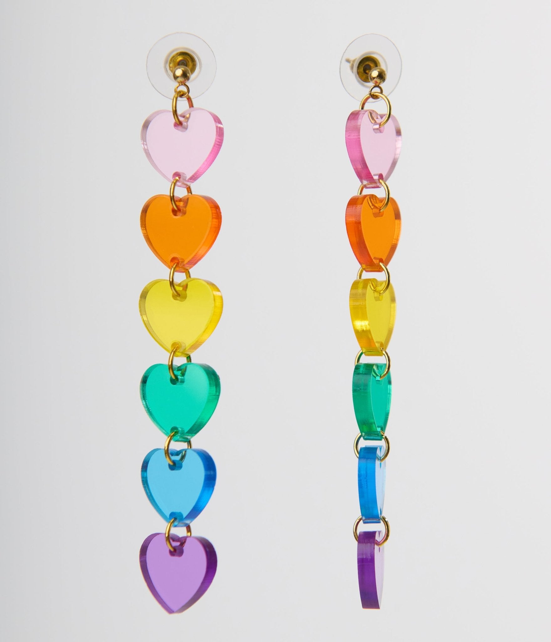 Translucent Rainbow Heart Earrings for Women - Cute Dainty Stud Earrings for Everyday Wear, Gift for Her | Perfect for Valentine's Day, Birthday, Party & Casual Outfits