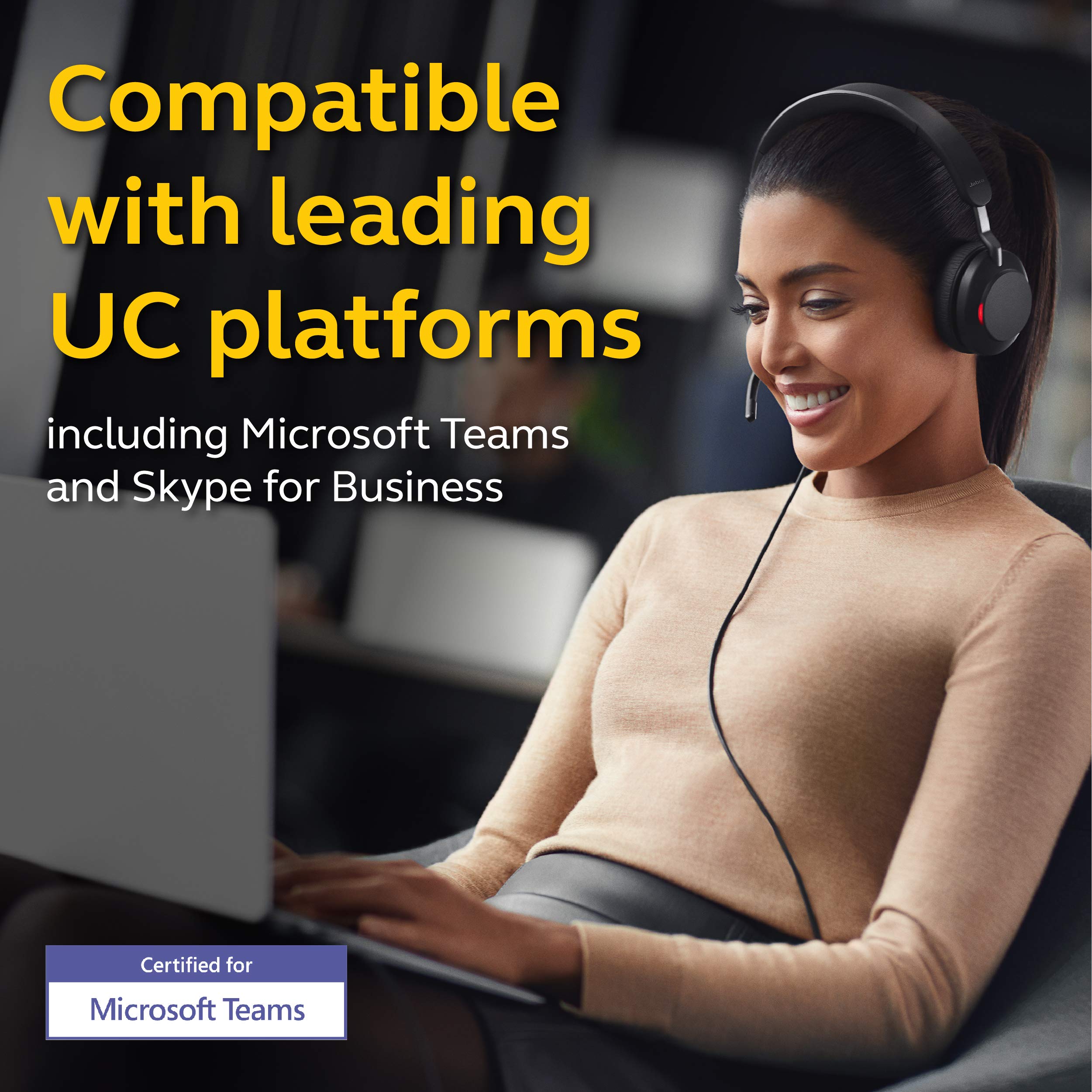 Jabra Evolve2 40 MS Wired Stereo Headphones - Black | USB-C Office Headset with Passive Noise Cancelling & All-Day Comfort | Perfect for Remote Work, Video Calls & Teleconferencing (Renewed)