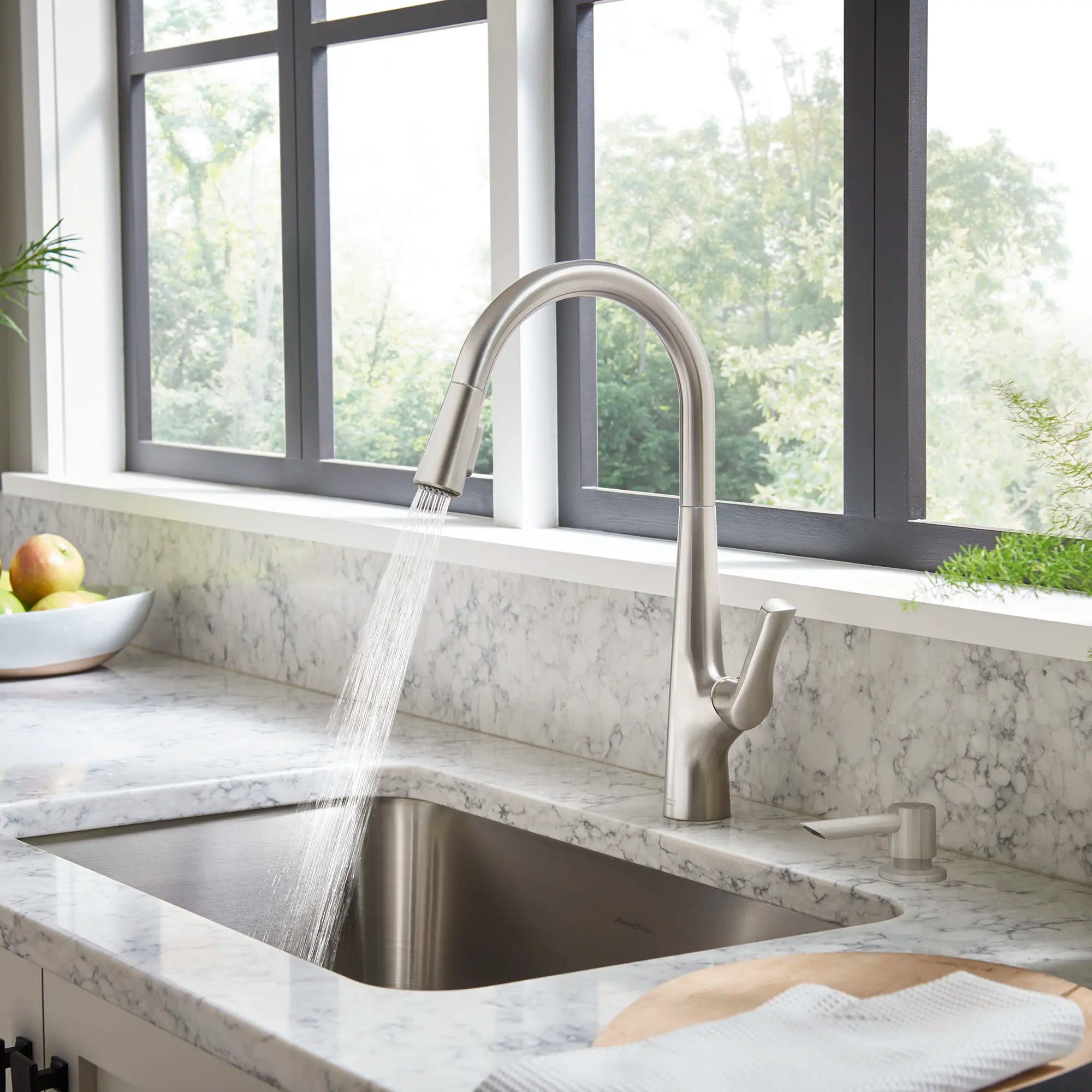 Copley® Pull Down Kitchen Faucet with Soap Dispenser - High Arc Modern Stainless Steel Sink Faucet for Easy Dishwashing & Food Prep | Perfect for Home Kitchen, RV, and Restaurant Use