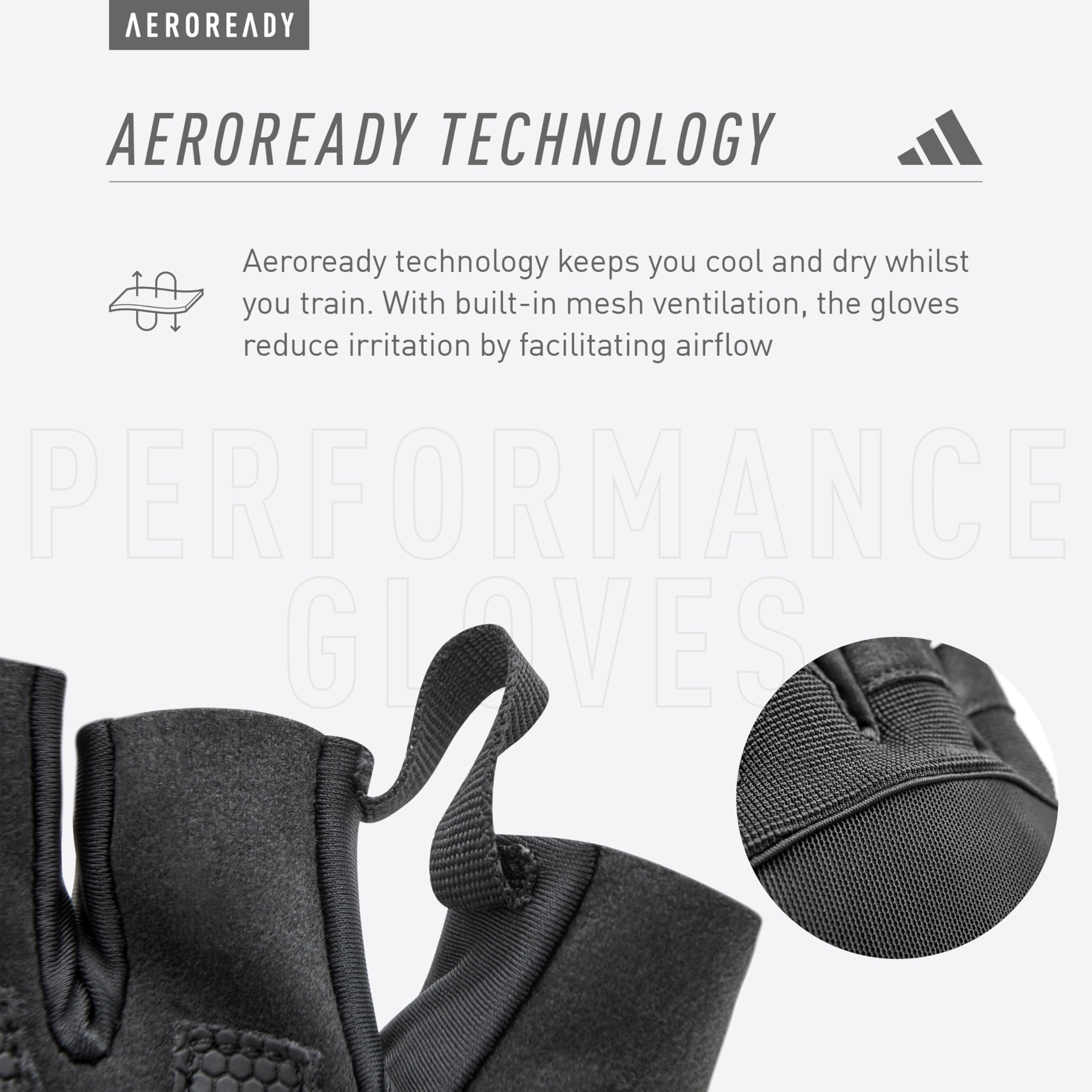 Adidas Aeroready Performance Weightlifting Gloves - Fingerless Workout Gloves for Men & Women - Gym Training, CrossFit, Powerlifting & Weight Lifting Accessories