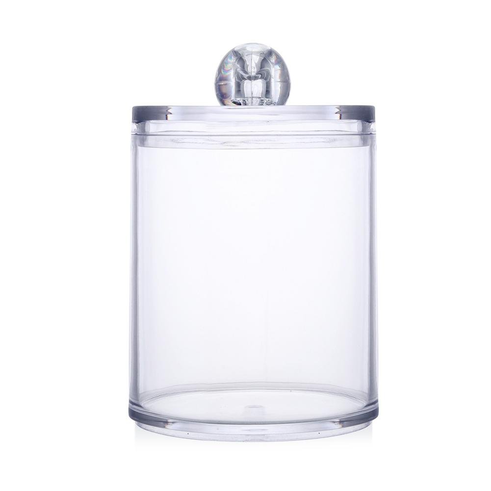 OWZSAN Large Acrylic Makeup Organizer - Round Cosmetic Storage Case for Cotton Pads, Jewelry & Beauty Tools | Premium Multifunctional Desktop Container (Swab Storage Case) | Perfect for Vanity, Bathroom & Travel Organization