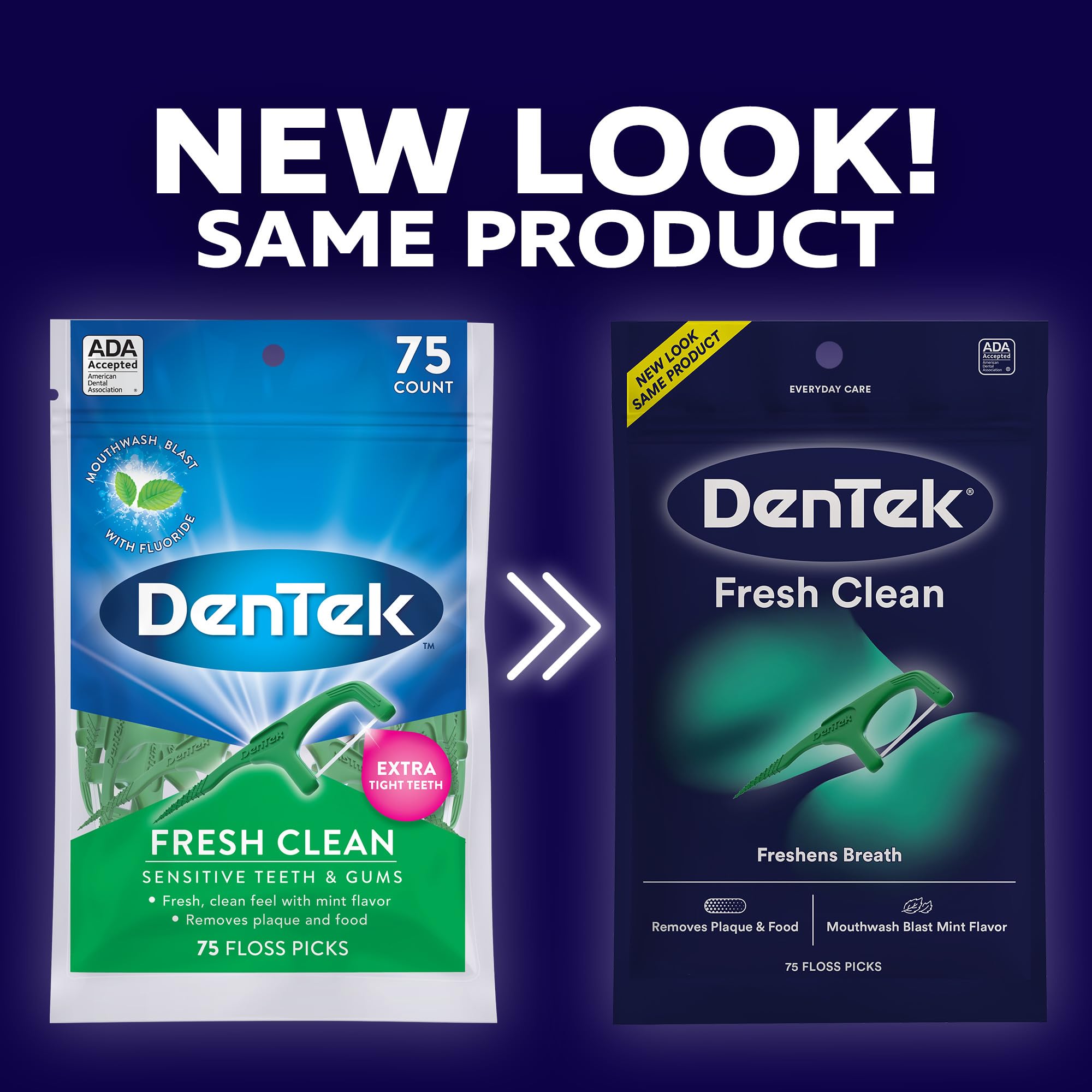DenTek Fresh Clean Floss Picks for Tight Teeth - 75 Count | Dental Hygiene Essential for Travel, Office & On-the-Go Oral Care