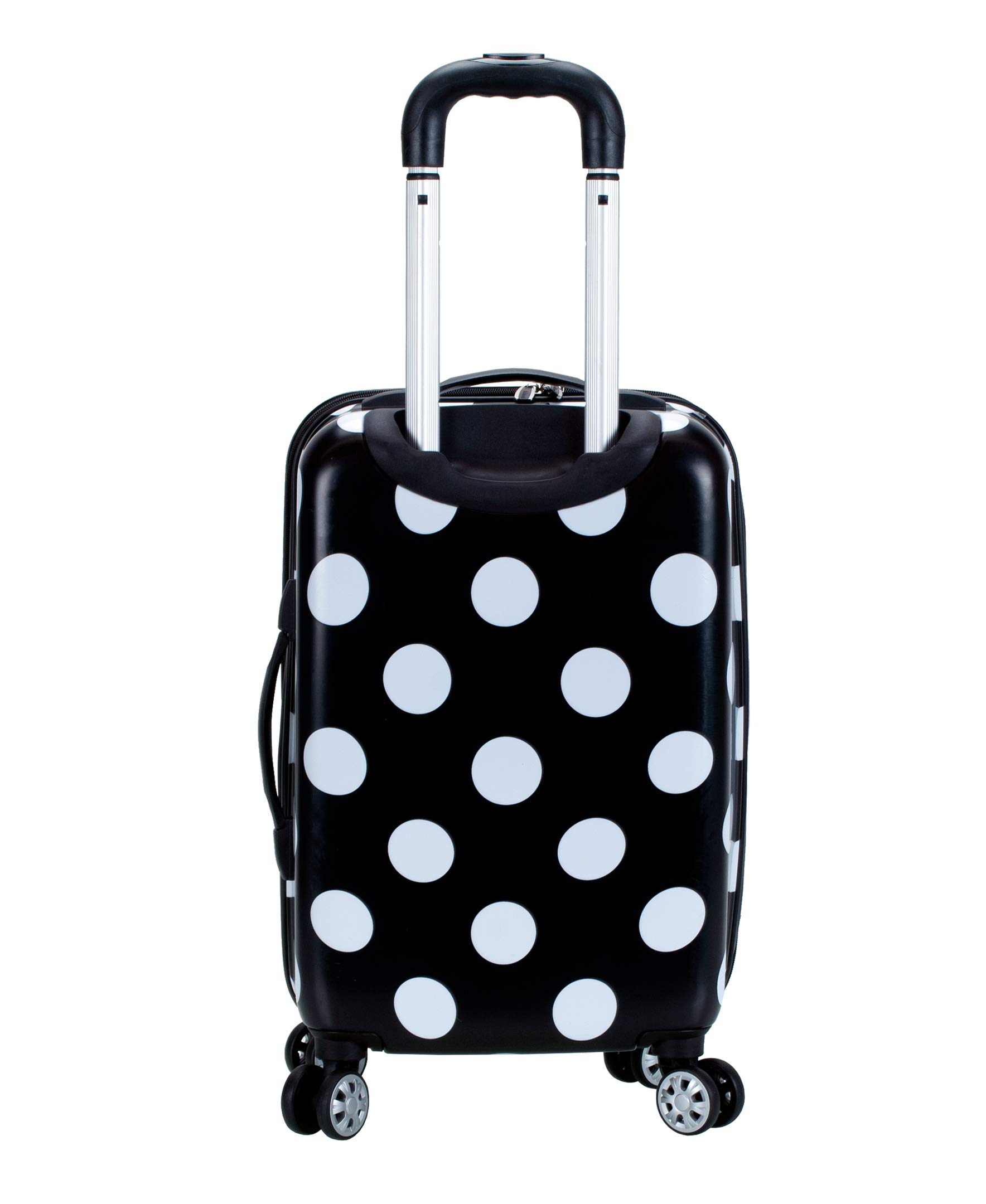Rockland Laguna Beach Hardside Spinner Wheel Luggage Set - 3-Piece (22/24/28 Inch) Black Dot Design, Lightweight Durable Suitcase for Travel, Business Trips & Vacations