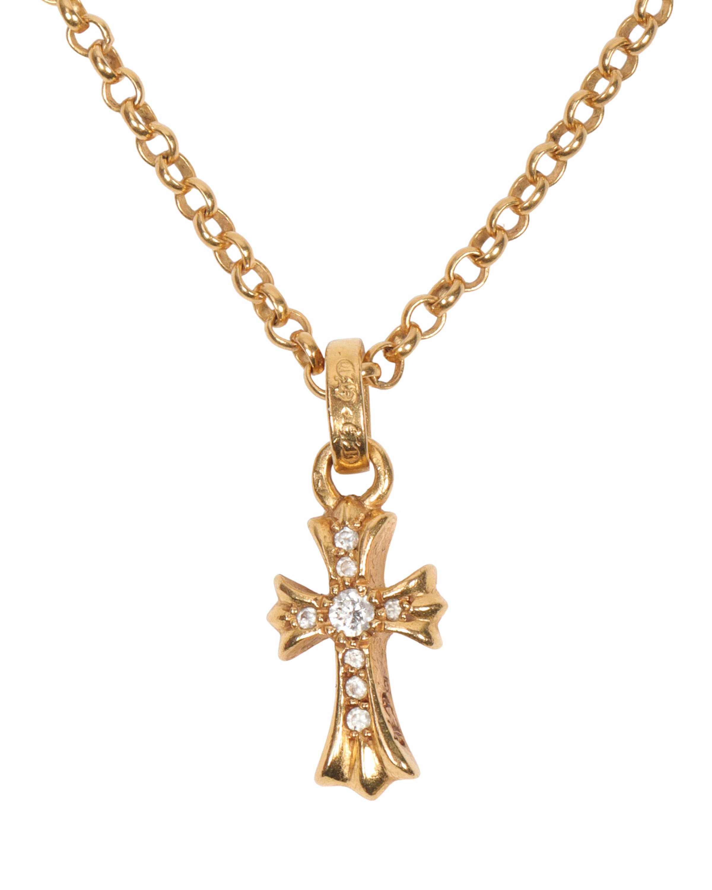 22K Gold Diamond Cross Pendant Necklace for Women - 18 Inch Gold Chain - Elegant Religious Jewelry Gift for Baptism, Confirmation & Special Occasions