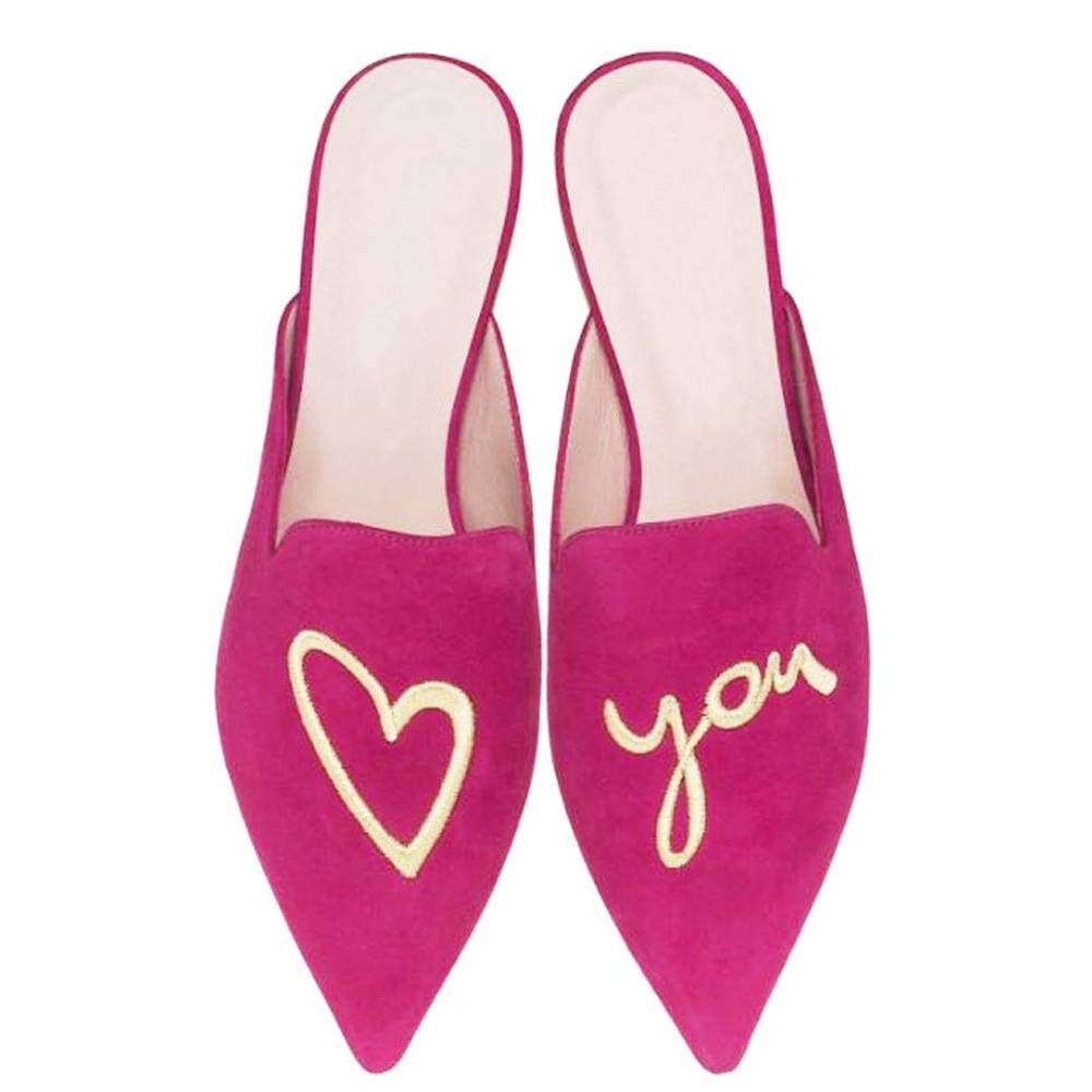 Women's Pointed Toe Embroidered Mule Flats - Backless Slip On Loafers & Slippers for Women | Comfortable Casual Shoes for Home, Office & Daily Wear