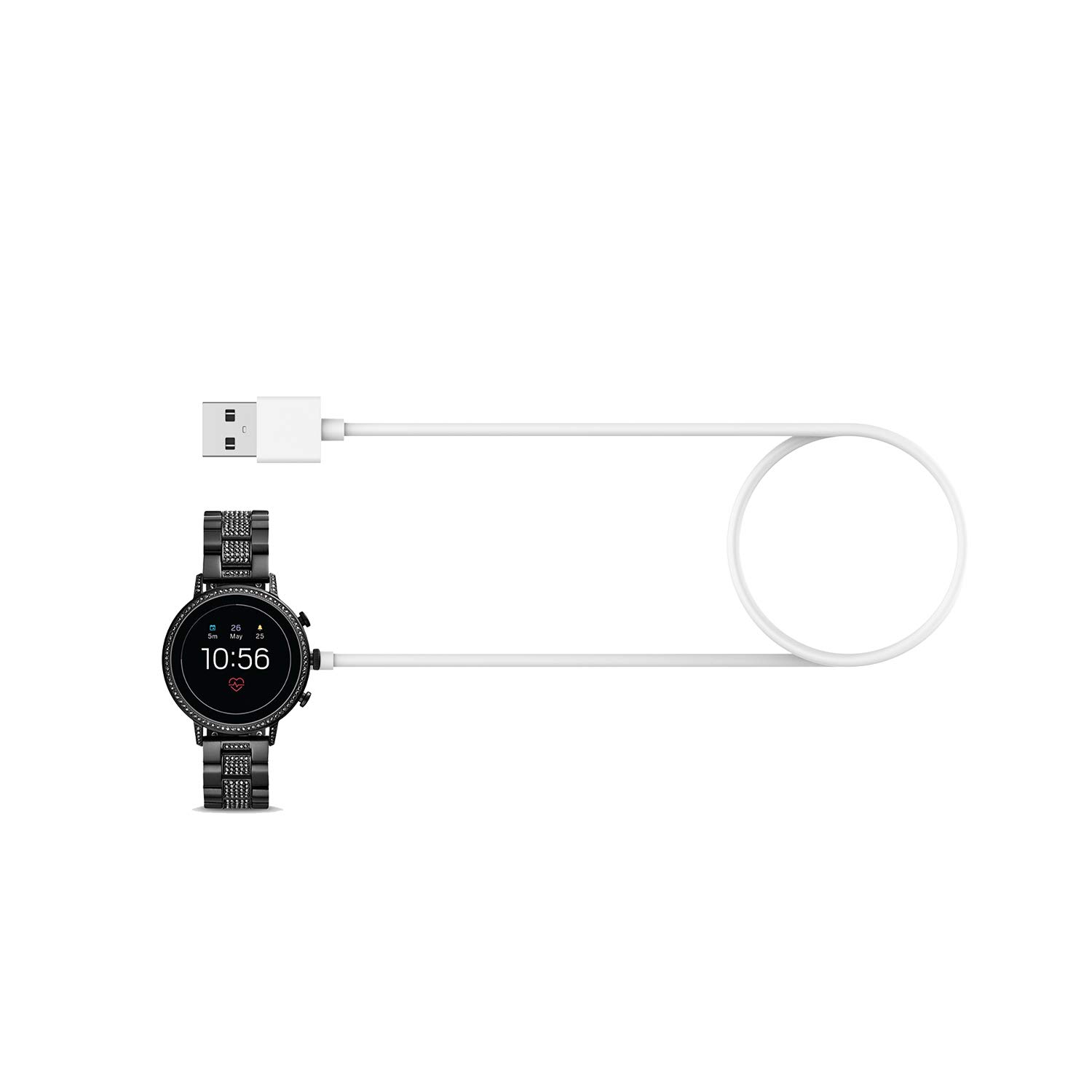 Compatible with Citizen CZ Smart Watch Charger - 3.3ft Fast Magnetic Charging Cable Dock for Citizen CZ Smartwatch (Black & White) - Perfect for Home, Office & Travel Use