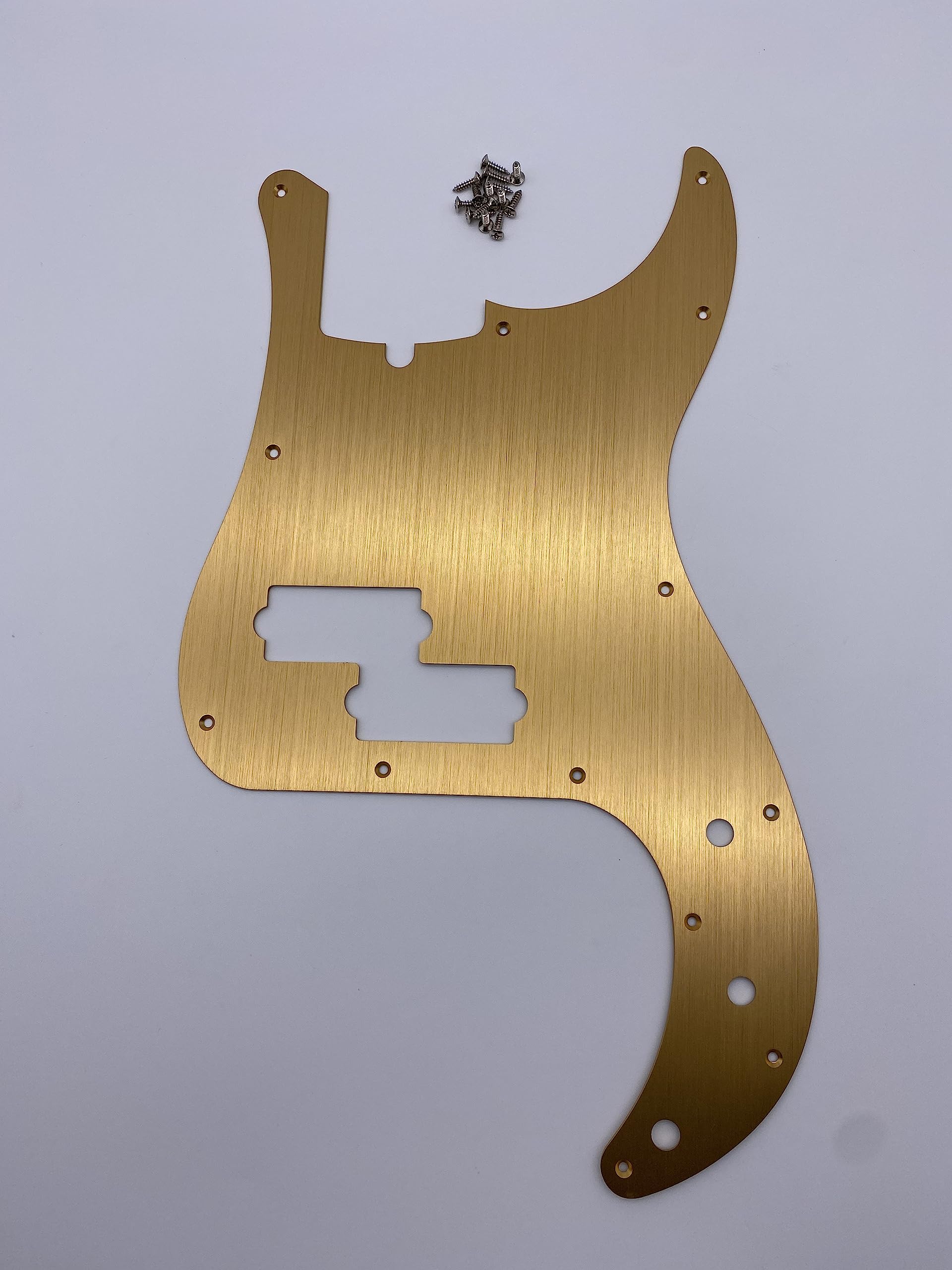 Fender PB P Bass Pickguard - 13 Hole Aluminum Scratch Plate for 4 String Electric Bass, Fits American & Mexican Models (Gold) | Durable Alloy Material with Grooves for Enhanced Playability & Style