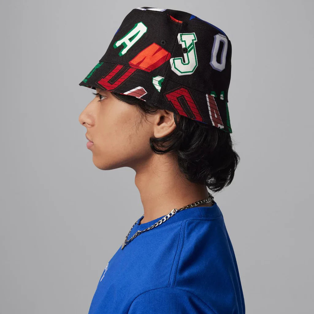 Jordan Kids' Signature Bucket Hat for Boys & Girls - Adjustable Sun Hat for Outdoor Sports, Beach, Hiking - Black Cotton Baseball Cap