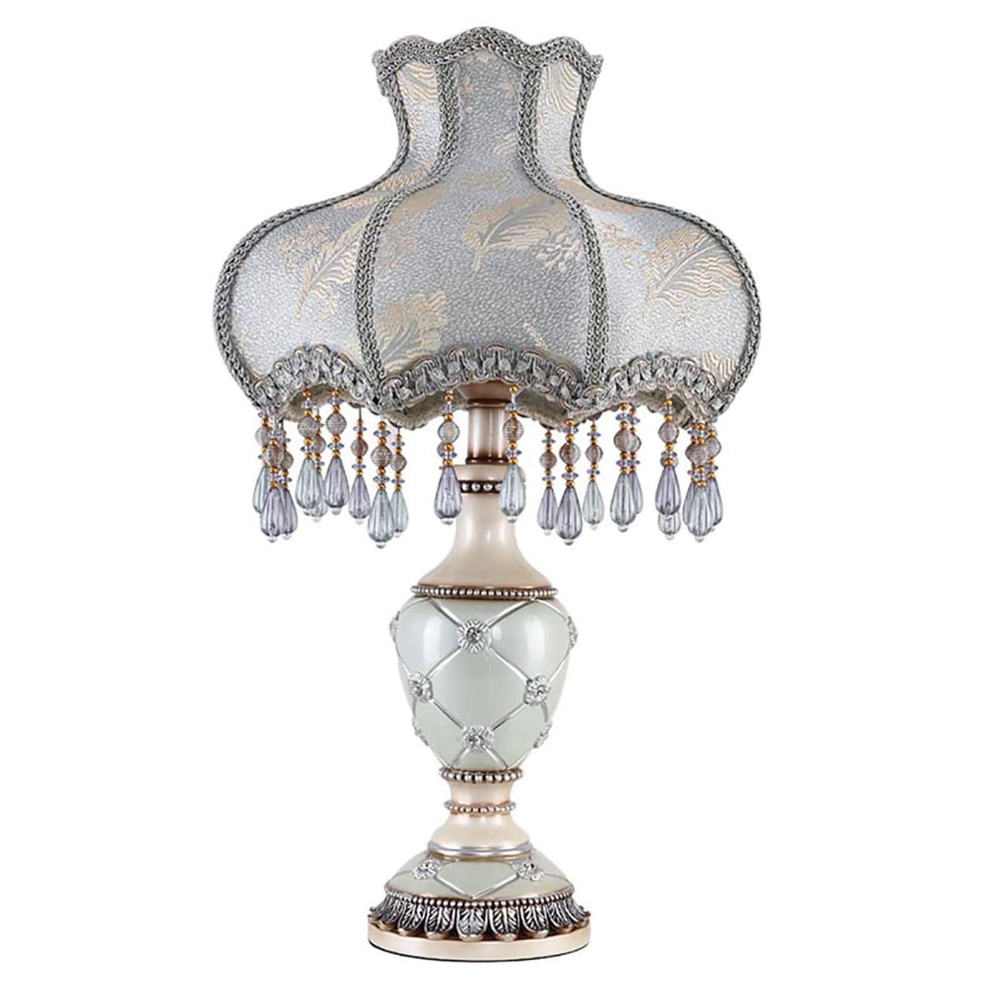 Vintage European Style Table Lamp - Mid-Century Fabric Lampshade, Resin Base, Farmhouse Bedside Light for Bedroom, Living Room & Office | Perfect for Reading, Nightstand Decor & Cozy Ambience