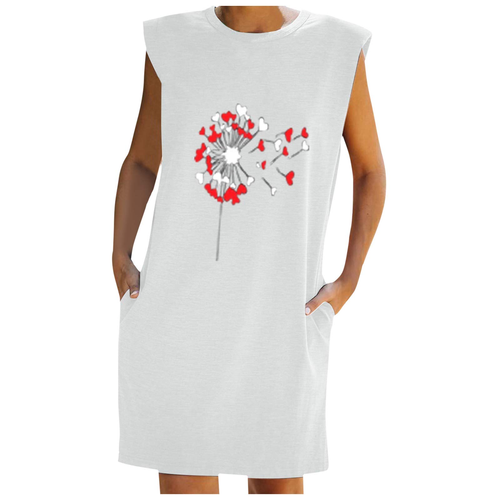 ETHKIA Women's Summer Casual Sleeveless Printed Short Dress - Floral Beach Dress for Vacation, Party & Outdoor Activities