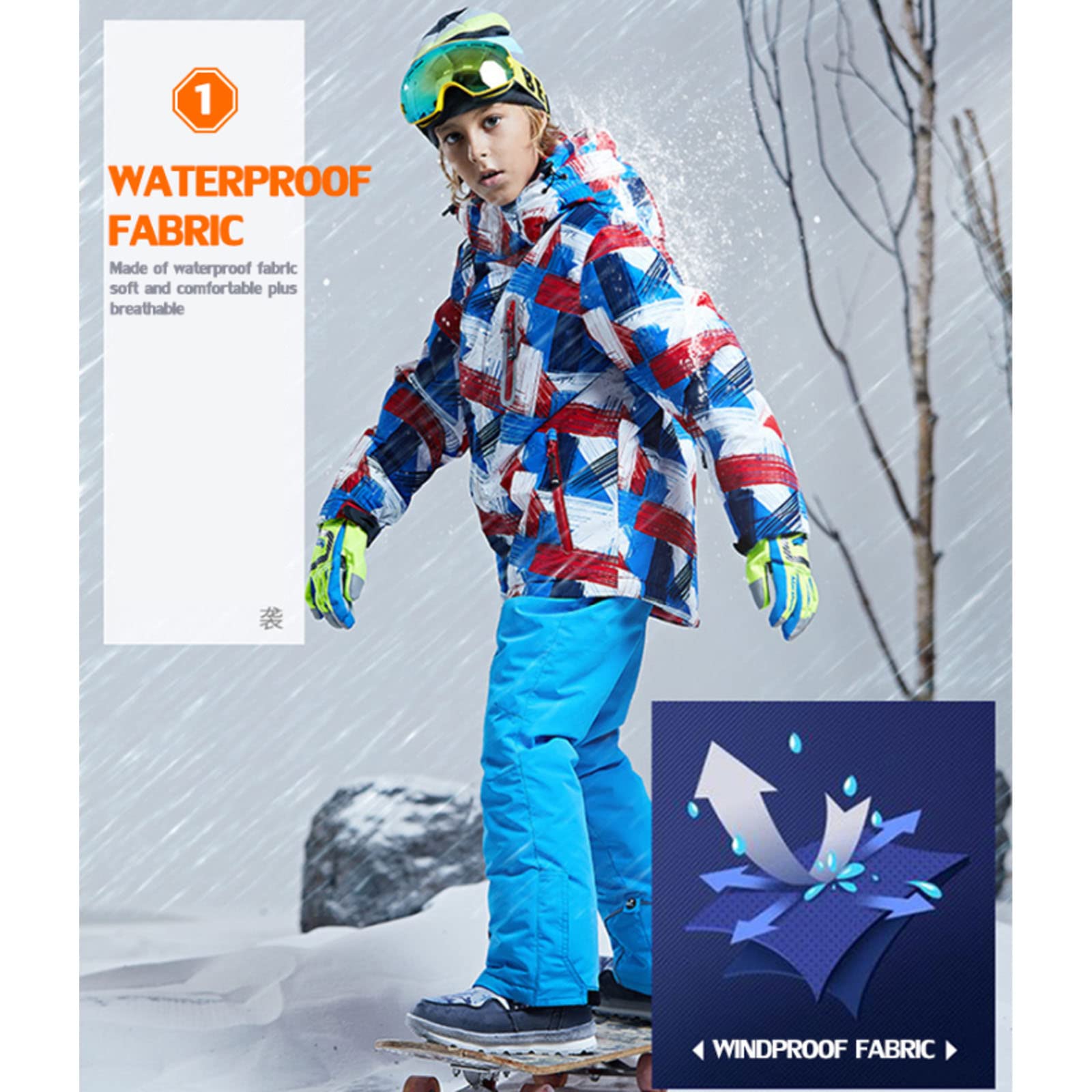 Baby Boys Winter Snowsuit Set - Waterproof Ski Jacket & Pants for Kids, Warm -40°C/℉ Protection | Perfect for Snowboarding, Skiing & Outdoor Winter Activities