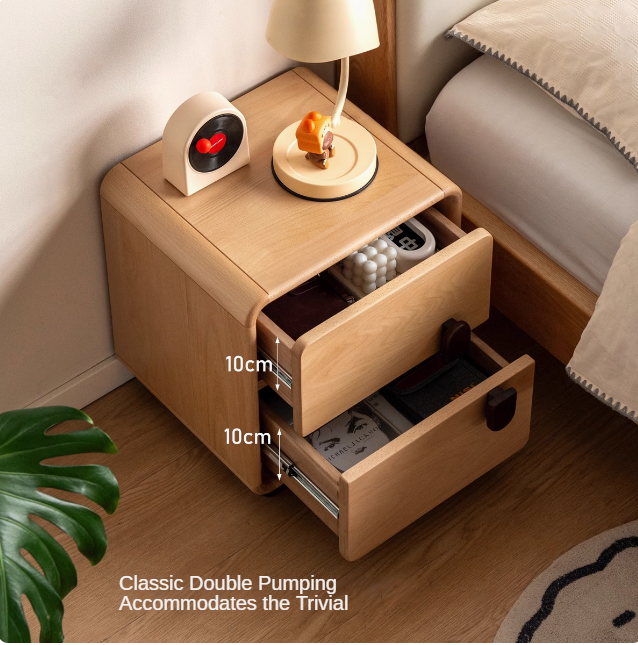 Solid Beech Wood Nightstand with Storage - Bedside Table for Bedroom, Living Room, or Office - Compact & Stylish Home Furniture