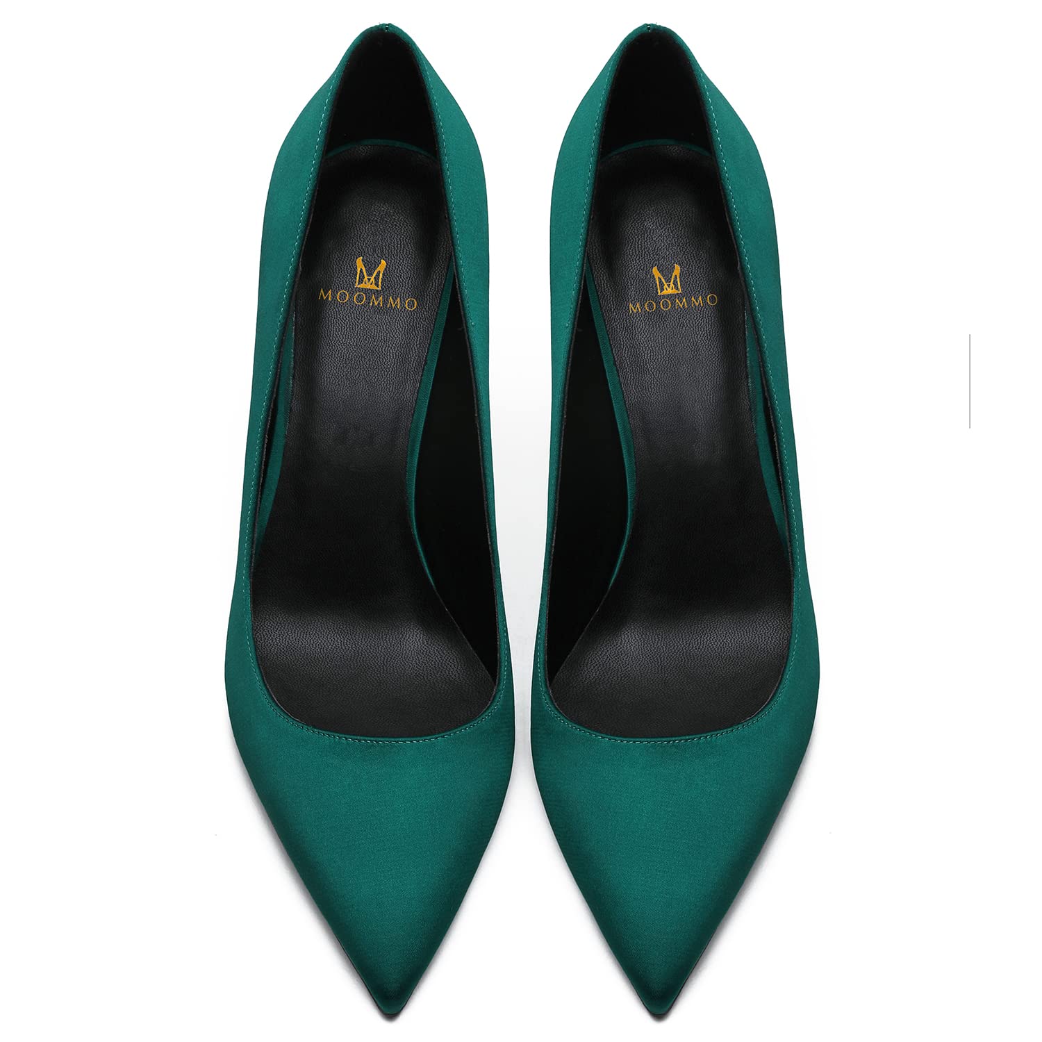 MOOMMO Women's Dark Green Kitten Heel Sandals - Pointed Toe Stiletto Pumps with Suede & Satin Details - Elegant Retro Dress Shoes for Wedding, Office & Evening Events - Size 10 US