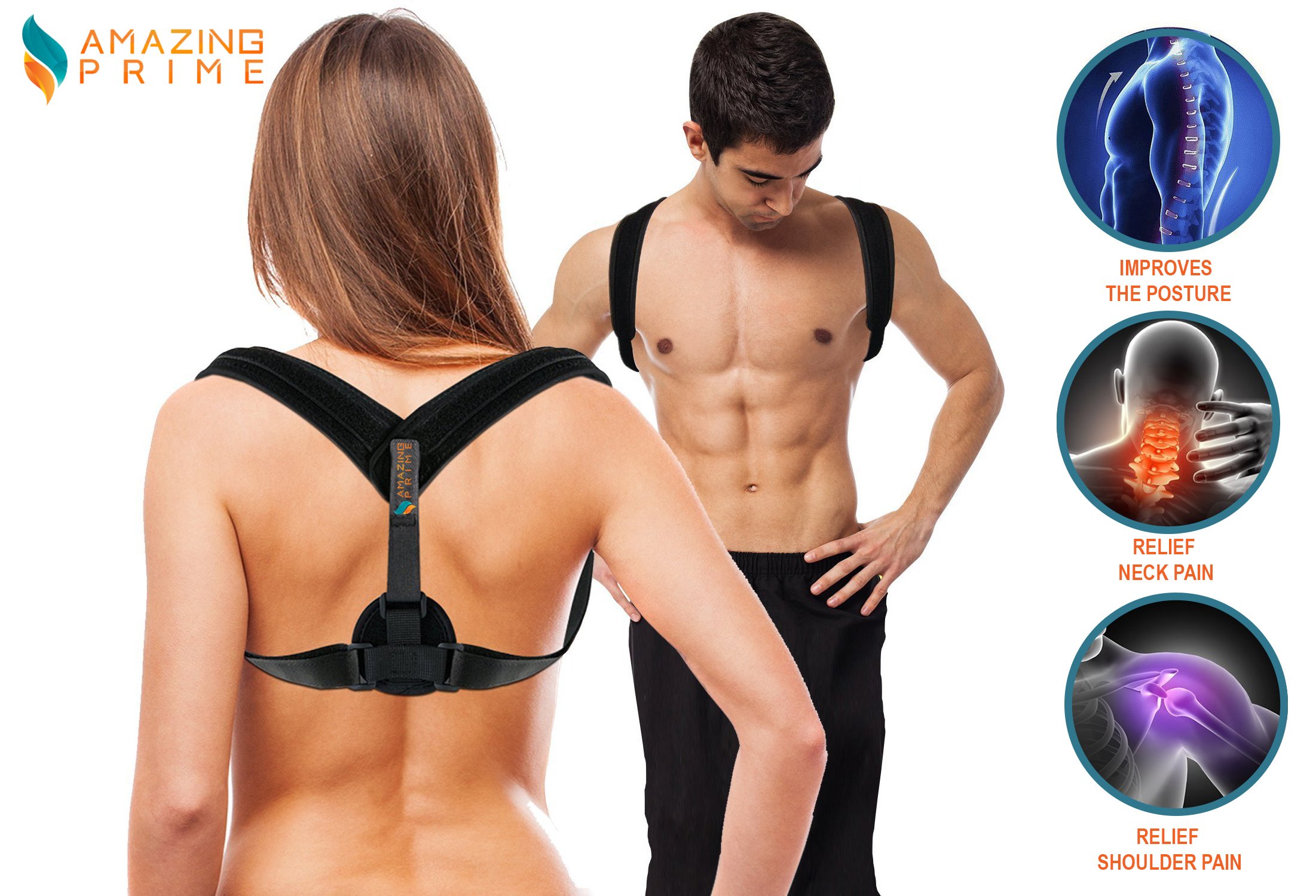 Best Back Support Brace & Posture Corrector for Men, Women & Teens - Relieve Slouching, Kyphosis, Back & Neck Pain - Includes FREE Underarm Pads - Ideal for Office Work, Driving, Gaming & Daily Activities