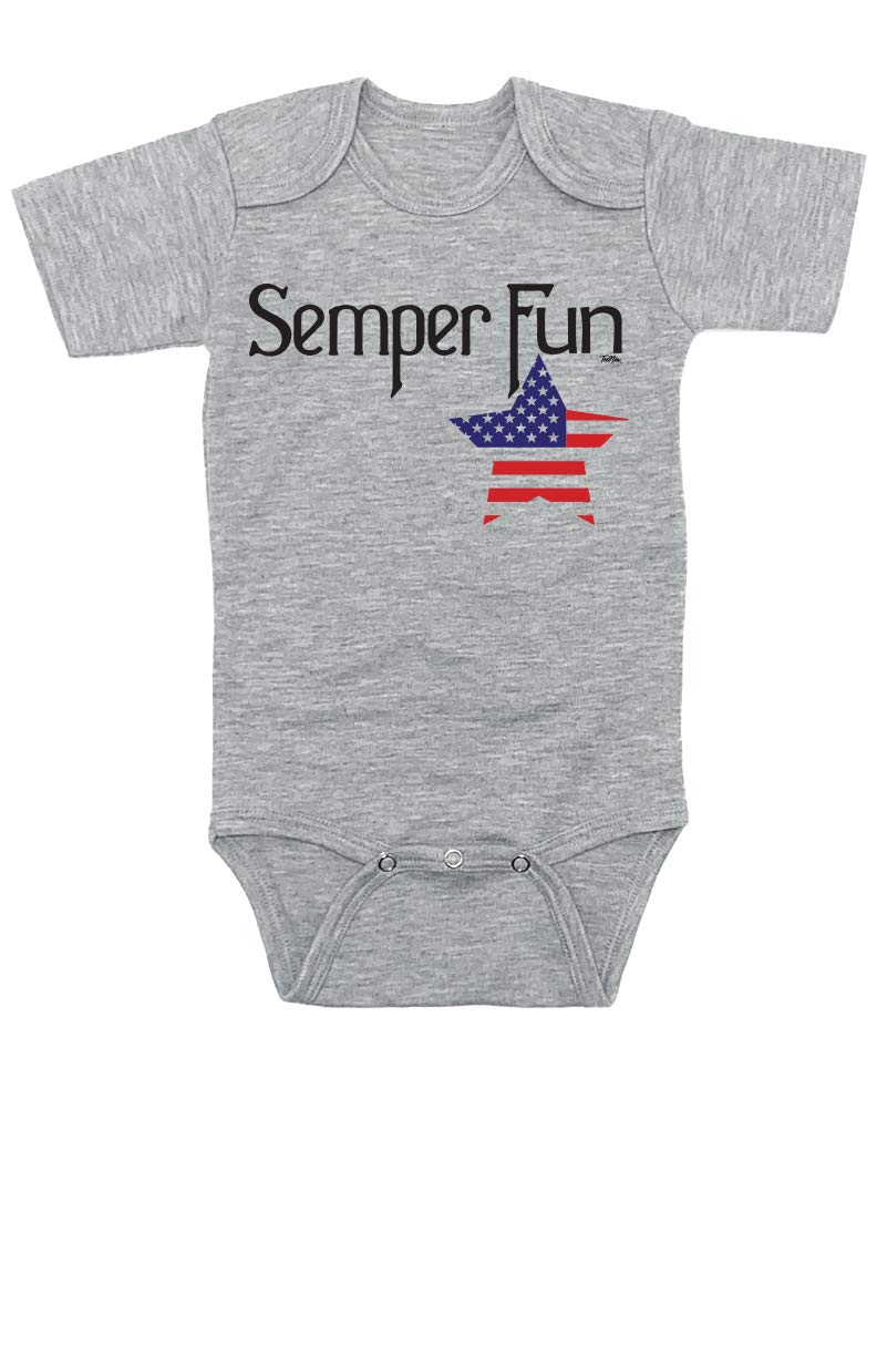 TeeNow - Semper Fun Military Inspired Baby Bodysuit for Boys & Girls - Soft & Comfortable Infant Onesie for Casual Wear & Playtime
