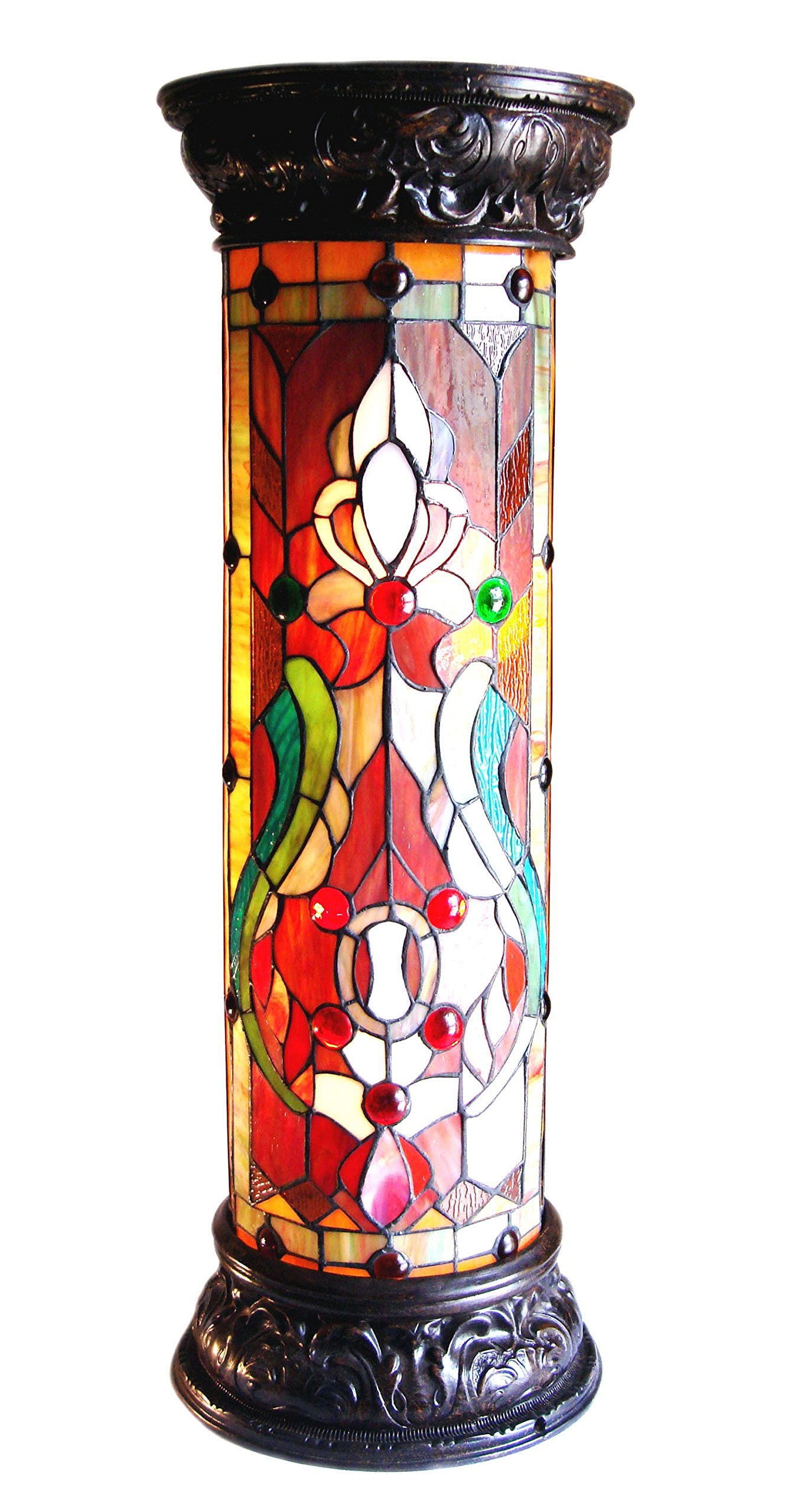 Tiffany Glass 2-Light Victorian Pedestal Light Fixture - 30