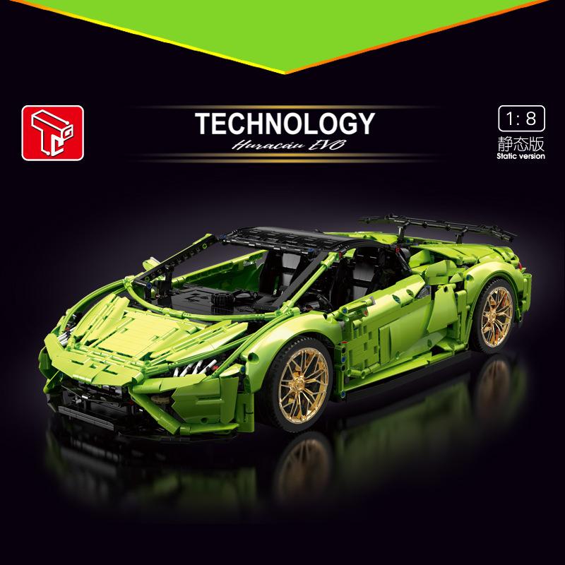 3558PCS T5003 Lamborghini Huracan Evo Spyder Building Blocks Set - Supercar Model Kit for Adults & Teens - Perfect for Car Enthusiasts, Home Decoration, and Gift Giving