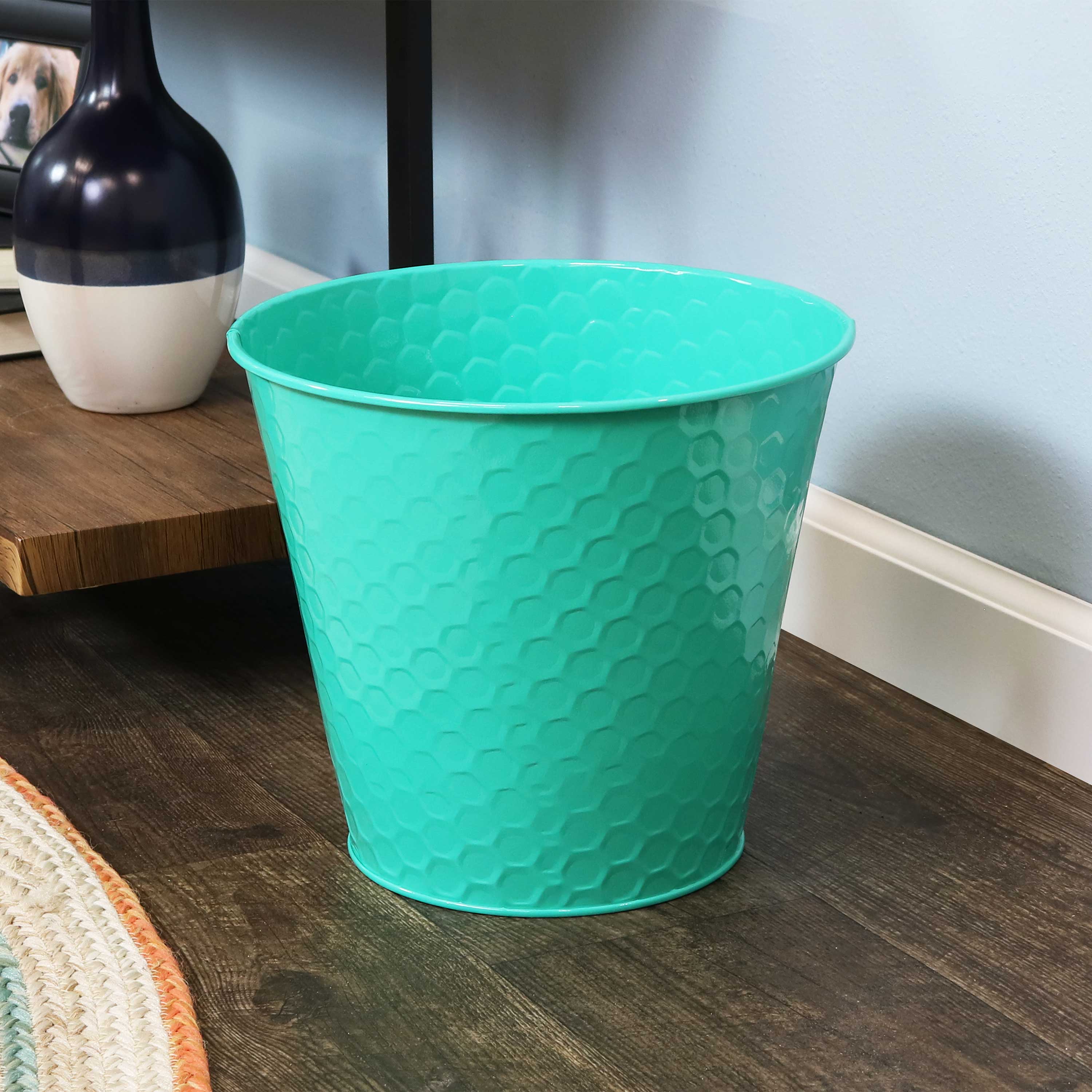 Galvanized Steel Buckets with Hexagon Pattern - Set of 4 Rust-Proof Decorative Pails for Farmhouse, Garden & Outdoor Decor | Perfect for Planters, Storage & Home Organization