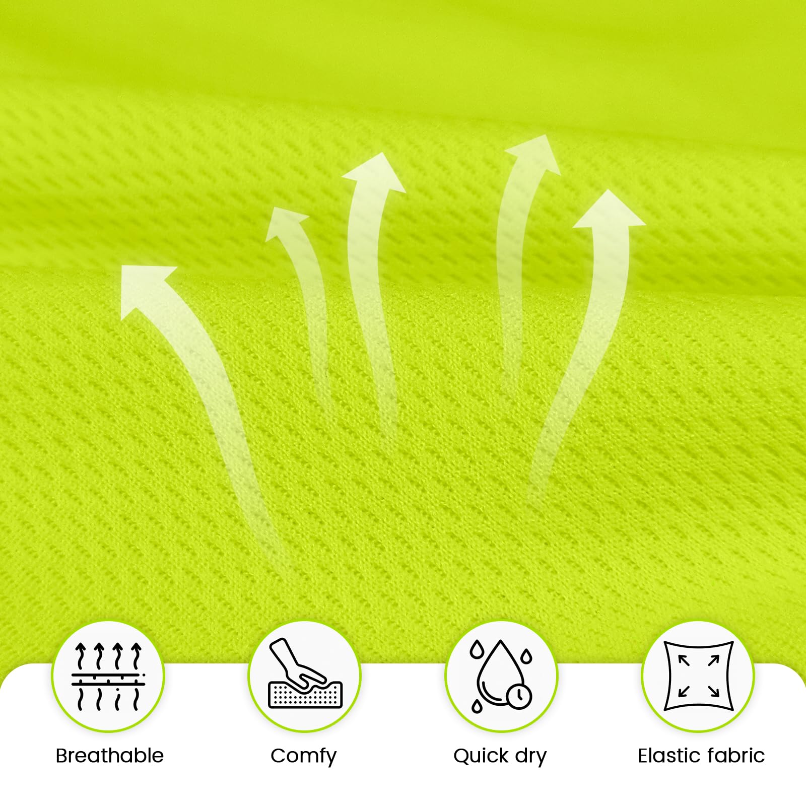 High Visibility Safety Hoodie for Men & Women - 3 Pack Breathable Hi Vis Construction Shirts with Long Sleeves | OSHA Compliant Workwear for Road Crews, Night Shifts & Outdoor Jobs