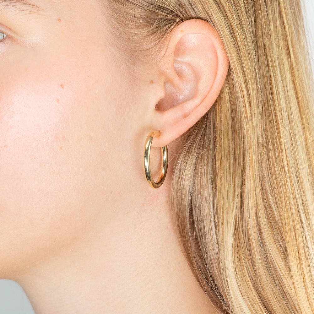 9ct Yellow Gold 20mm Plain Hoop Earrings for Women - Classic Round Hoop Earrings for Everyday Wear, Gift Giving & Special Occasions