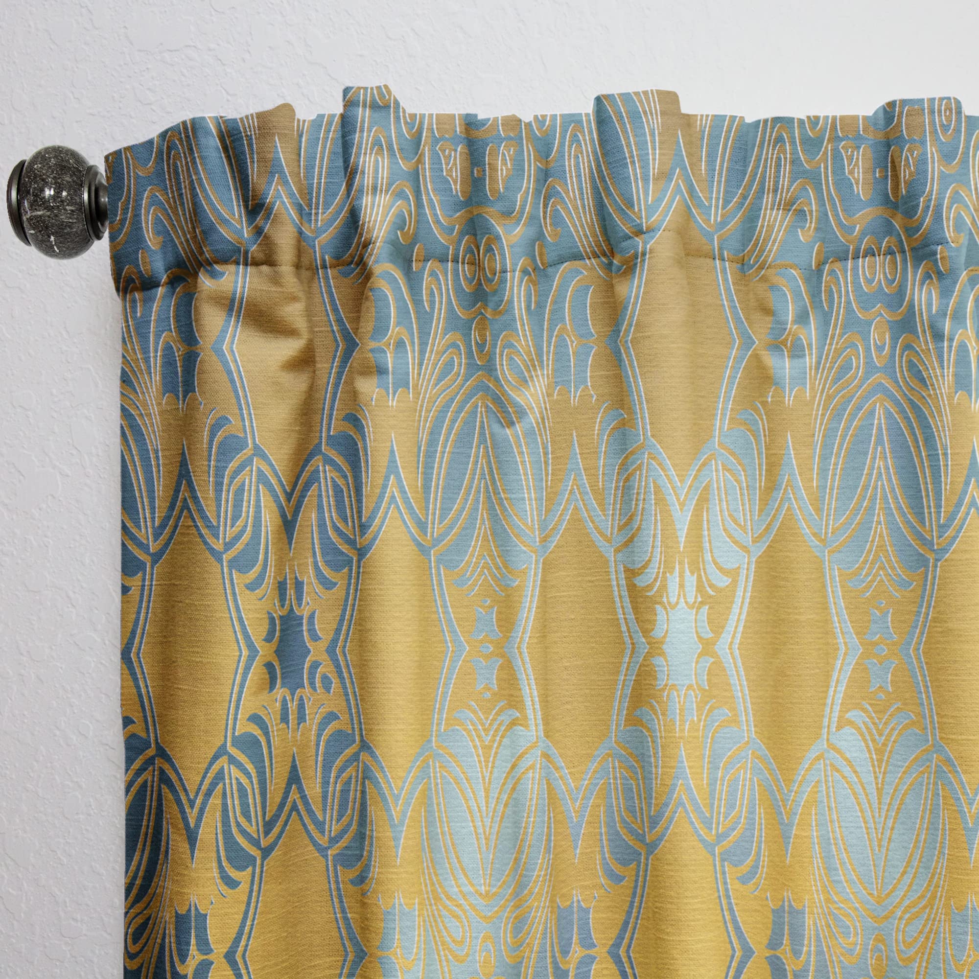 DesignQ 'Glam Flowers' Decorative Thermal Insulated Curtains - 52x90 Single Panel for Bedroom & Living Room - Elegant Window Drapes for Home Decor, Sun Protection & Privacy