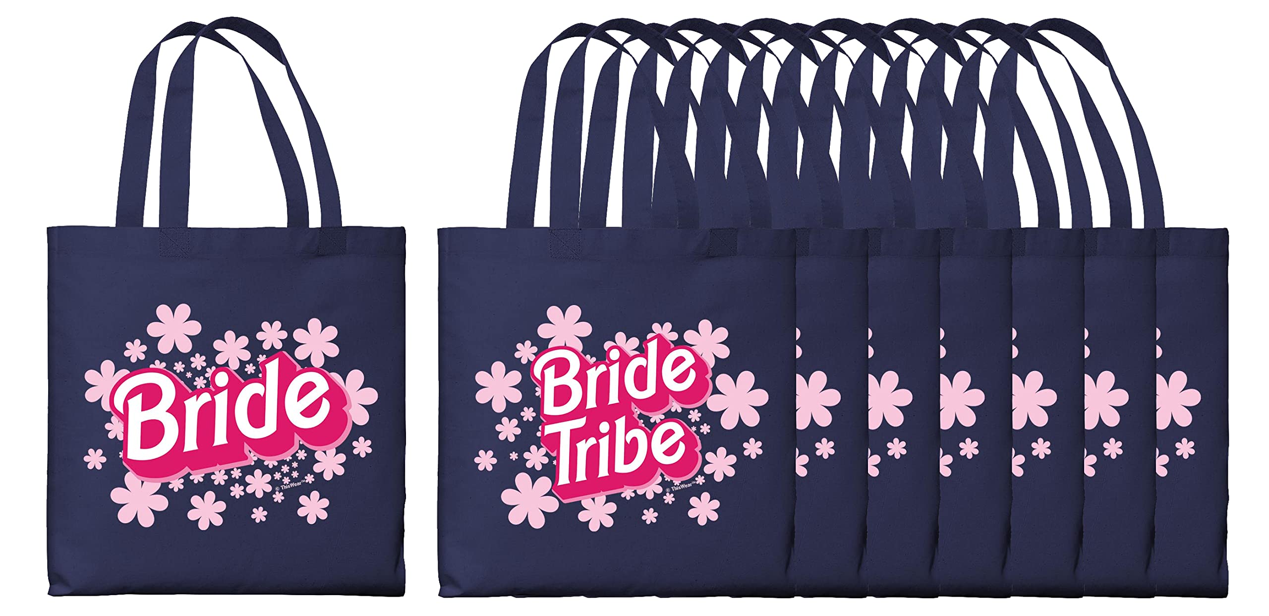 Vintage Doll Style Bride & Bridesmaid Tote Bag - Cute Canvas Wedding Party Gift for Bride Tribe, Bachelorette, Bridal Shower & Girls' Night Out